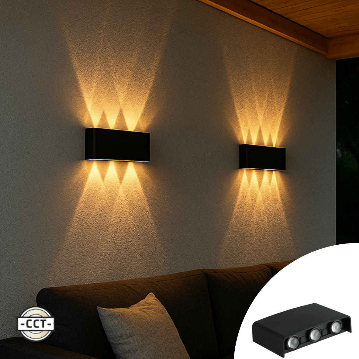 Buitenlamp met Lichtbron - Wandarmatuur - 450lm 2000K/2700K/4000K - Zwart - IP65 - LED.nl