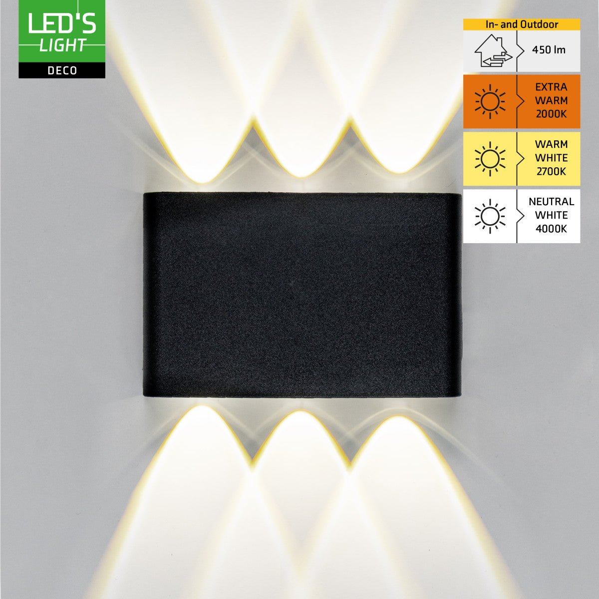 Buitenlamp met Lichtbron - Wandarmatuur - 450lm 2000K/2700K/4000K - Zwart - IP65 LED.nl