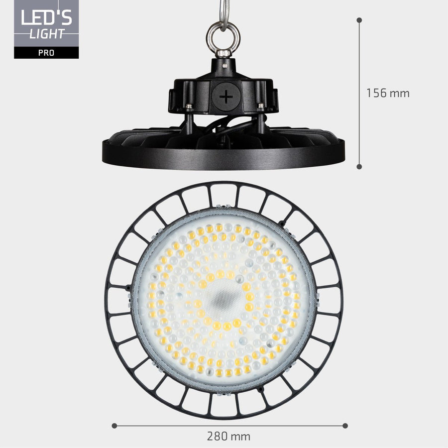LED's Light Pro High Bay - 150 W - 1-10 V dimmbar - Leistungswahl - Energieklasse A - 27750 lm 4000 K - Sosen Treiber - IP65 - IK10 - Schutzklasse 1 - LED.de