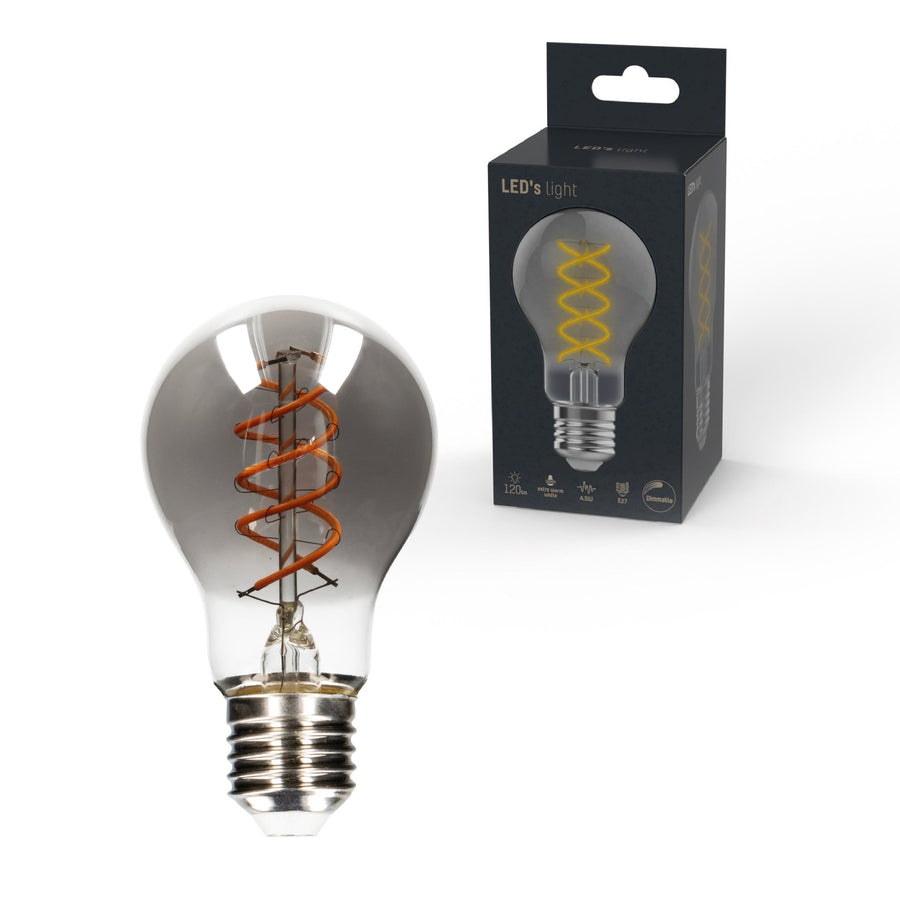 LED Filament Lamp A60 with Smoke Glass - E27 Fitting - 4.5W - 120 Lumen - Extra Warm White (1800K) - Dimmable - LED.nl