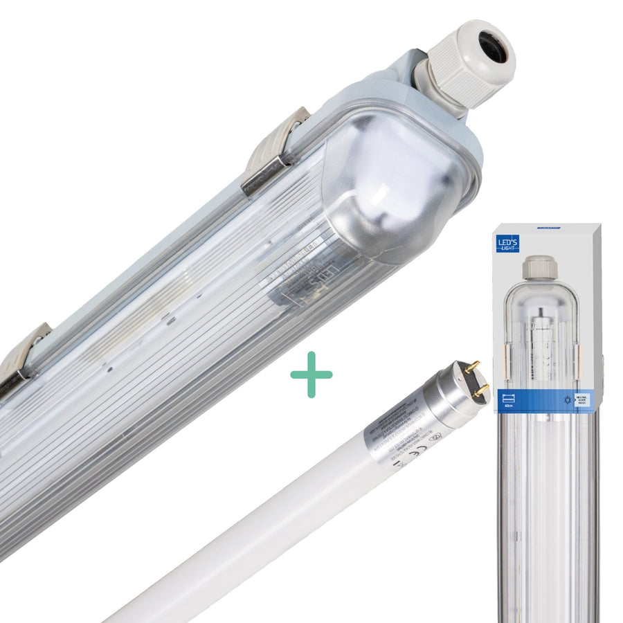 LED-Leuchtstofflampe mit 60 cm LED-Röhre – für Innen und Außen – 1100 lm – 1 x 6 W – 185 lm/W – Energieeffizienzklasse B - LED.de