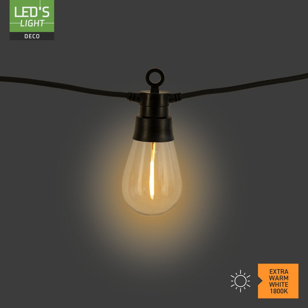 LED's Light Deco Hybride buiten-slingerlicht - 35lm 1800K - IP44 - 6,5 meter lang Buitenlampen LED.nl