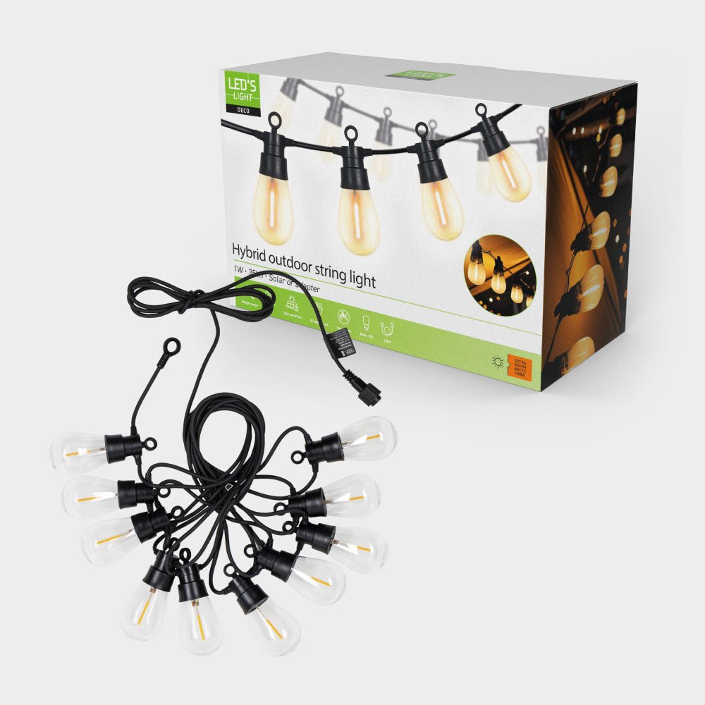 LED's Light Deco Hybride buiten-slingerlicht - 35lm 1800K - IP44 - 6,5 meter lang Buitenlampen LED.nl