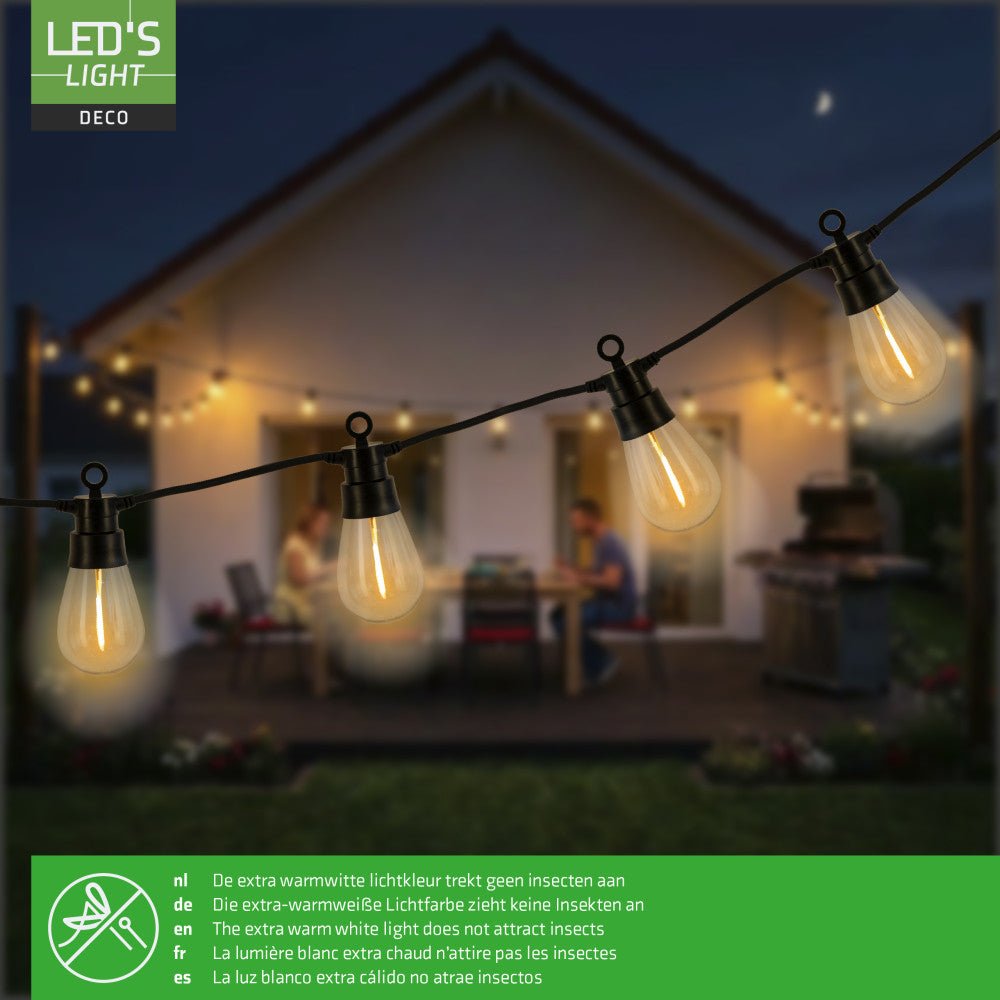 LED's Light Deco Hybride buiten-slingerlicht - 35lm 1800K - IP44 - 6,5 meter lang Buitenlampen LED.nl