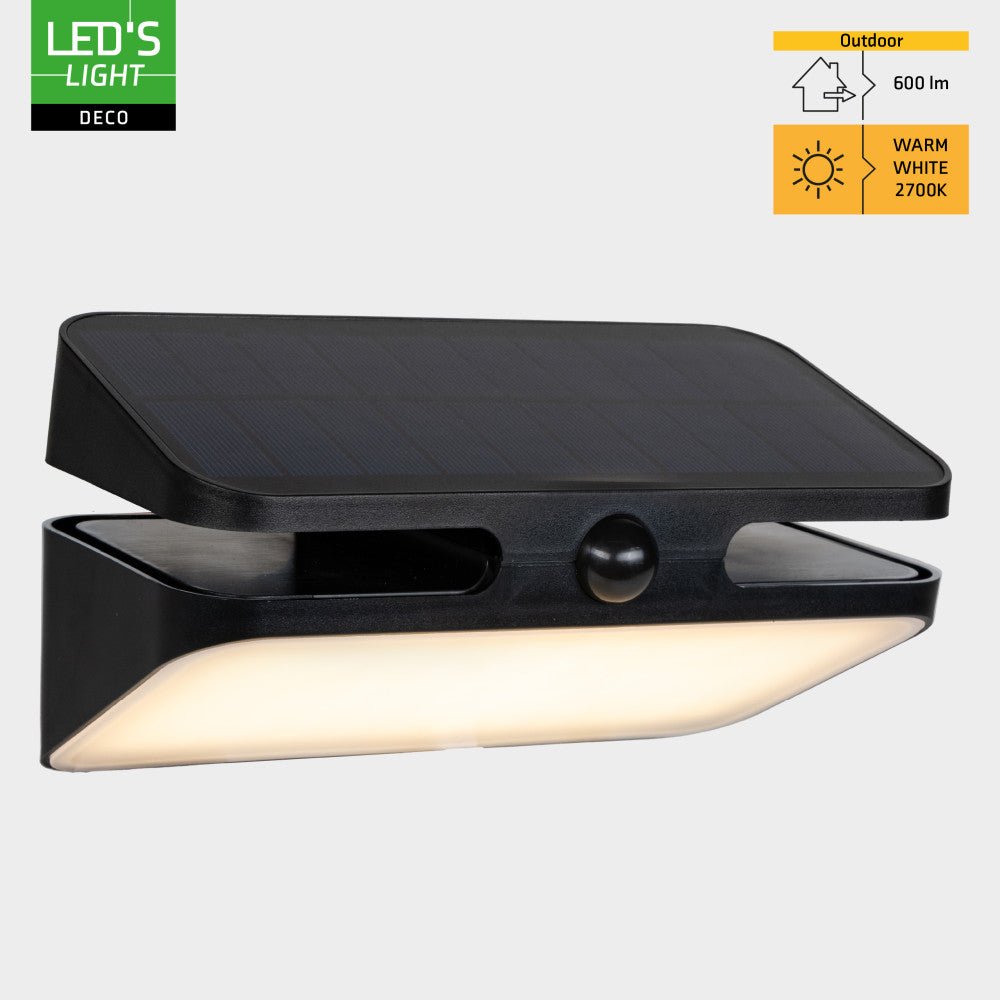 LED's Light Deco Solar buitenlamp - 600lm 2700K - Zwart - IP54 - Sensor Wandlampen LED.nl