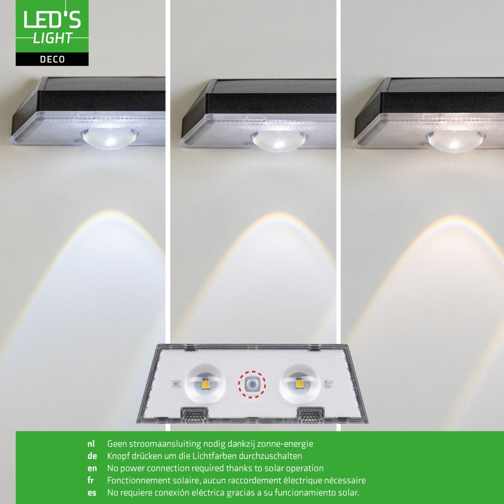 LED's Light Deco Solar Buitenlamp – Schuttingverlichting – 2 stuks Buitenlampen LED.nl
