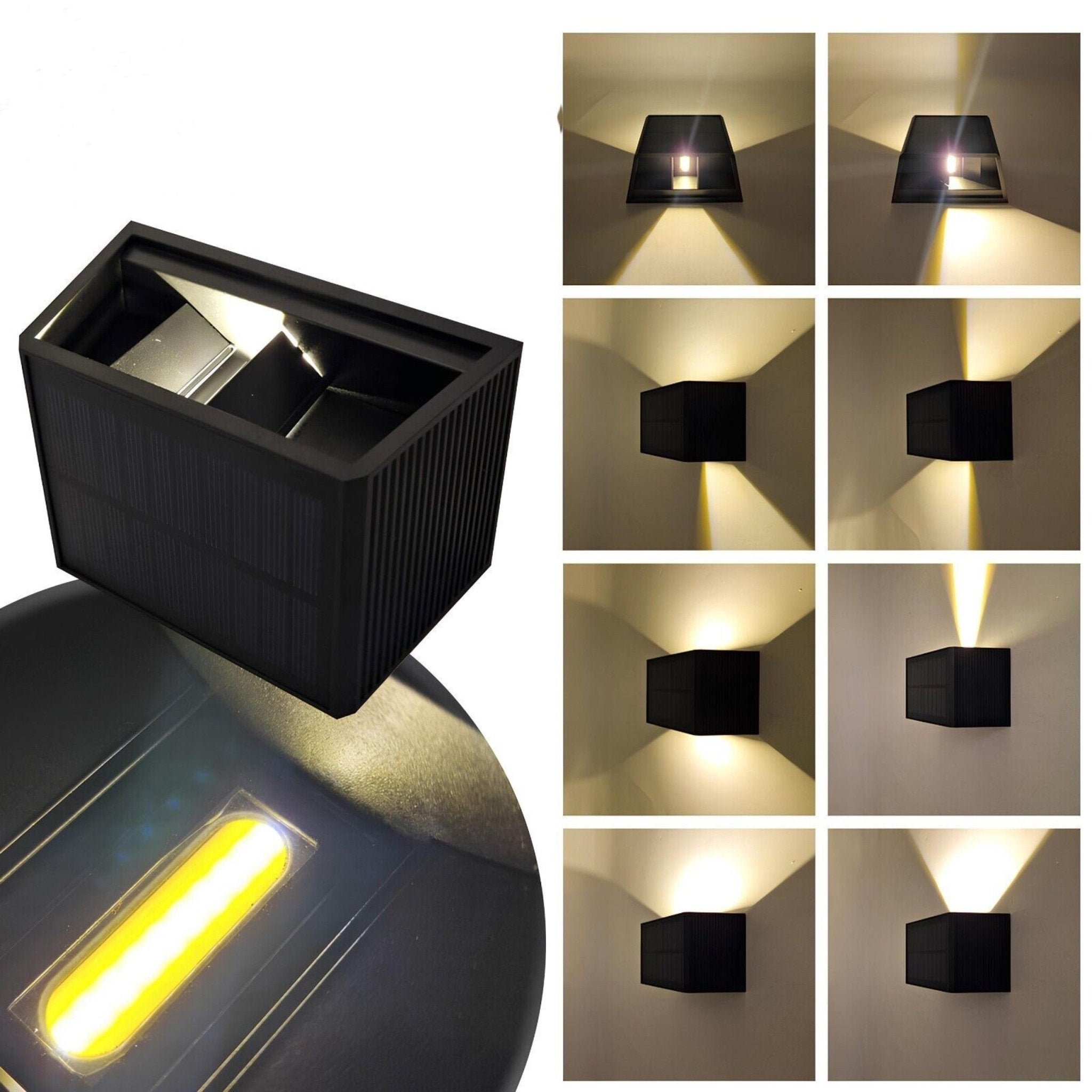 LED's Light draadloze Solar Buitenlamp met sensor - Schijnt beneden en boven - Wandlamp zonne - energie - Zwart - LED.nl