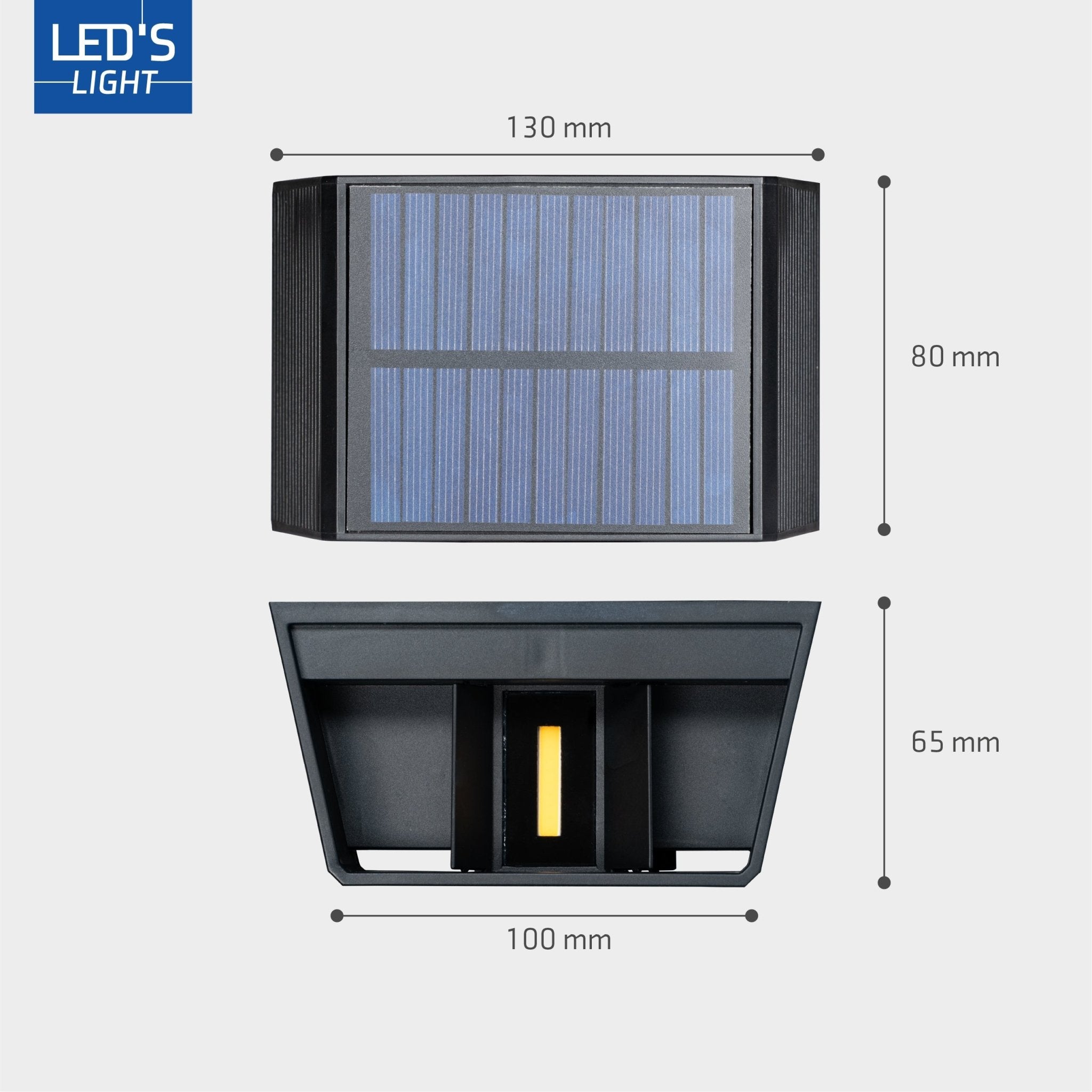 LED's Light draadloze Solar Buitenlamp met sensor - Schijnt beneden en boven - Wandlamp zonne - energie - Zwart - LED.nl