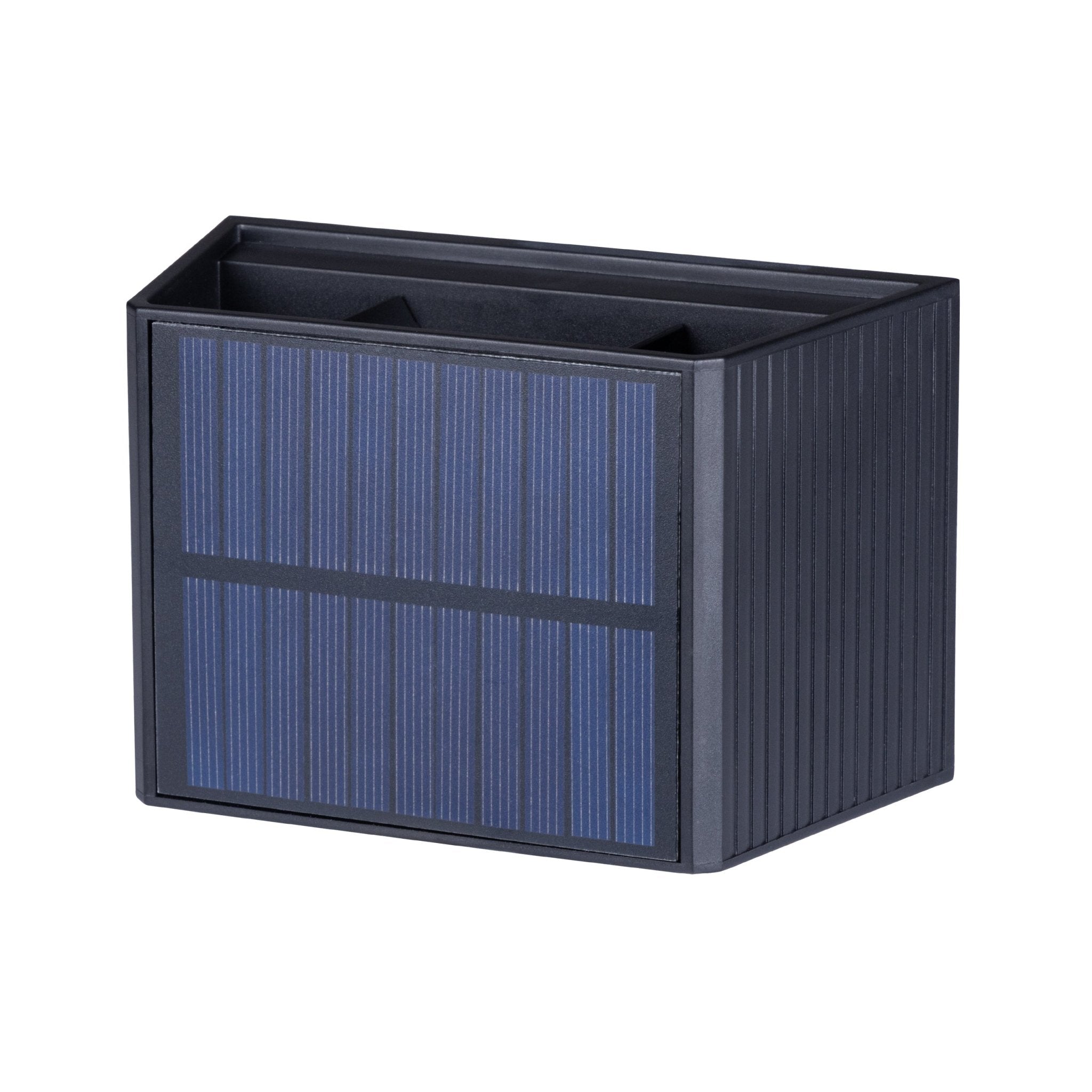 LED's Light draadloze Solar Buitenlamp met sensor - Schijnt beneden en boven - Wandlamp zonne - energie - Zwart - LED.nl