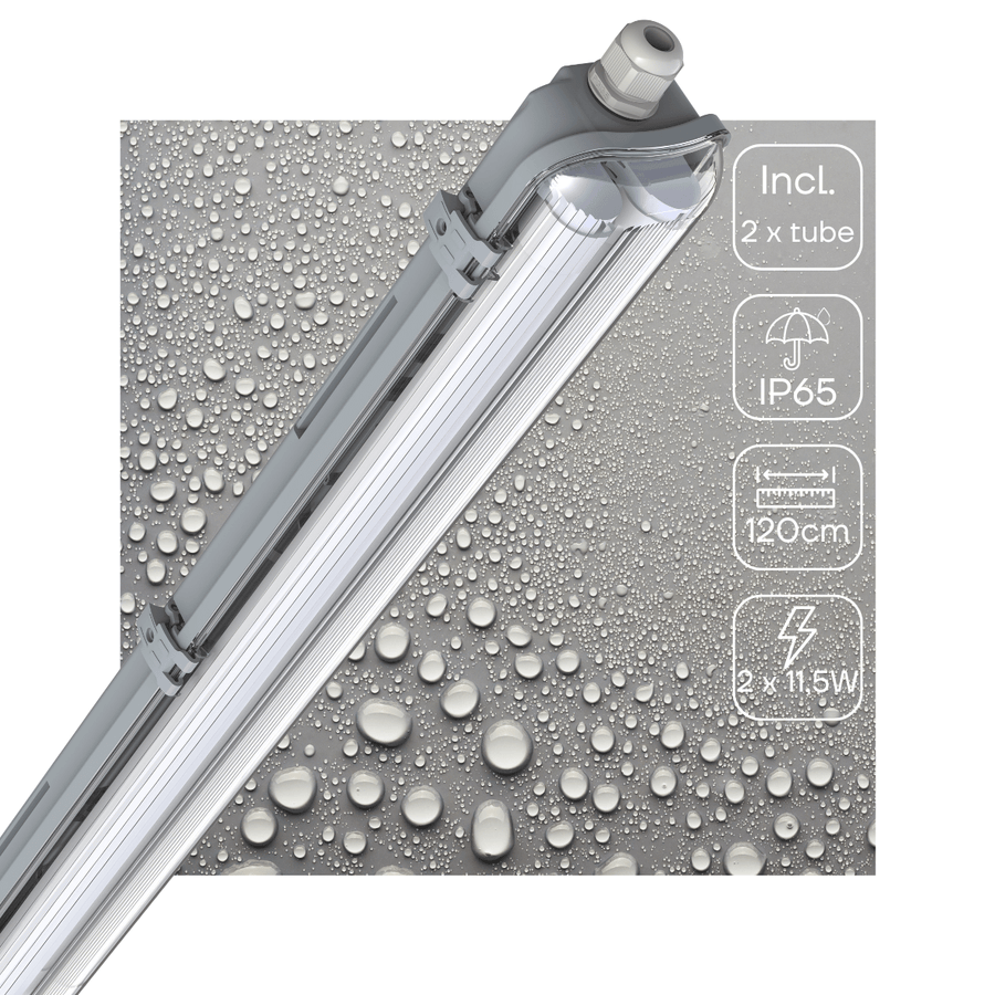 LED's Light Dubbele LED TL lamp 120 cm - compleet met LED buizen - Binnen en buiten - 4260 lm - 4000K - 2x11.5W - 185lm/w - Energielabel B TL verlichting LED.nl