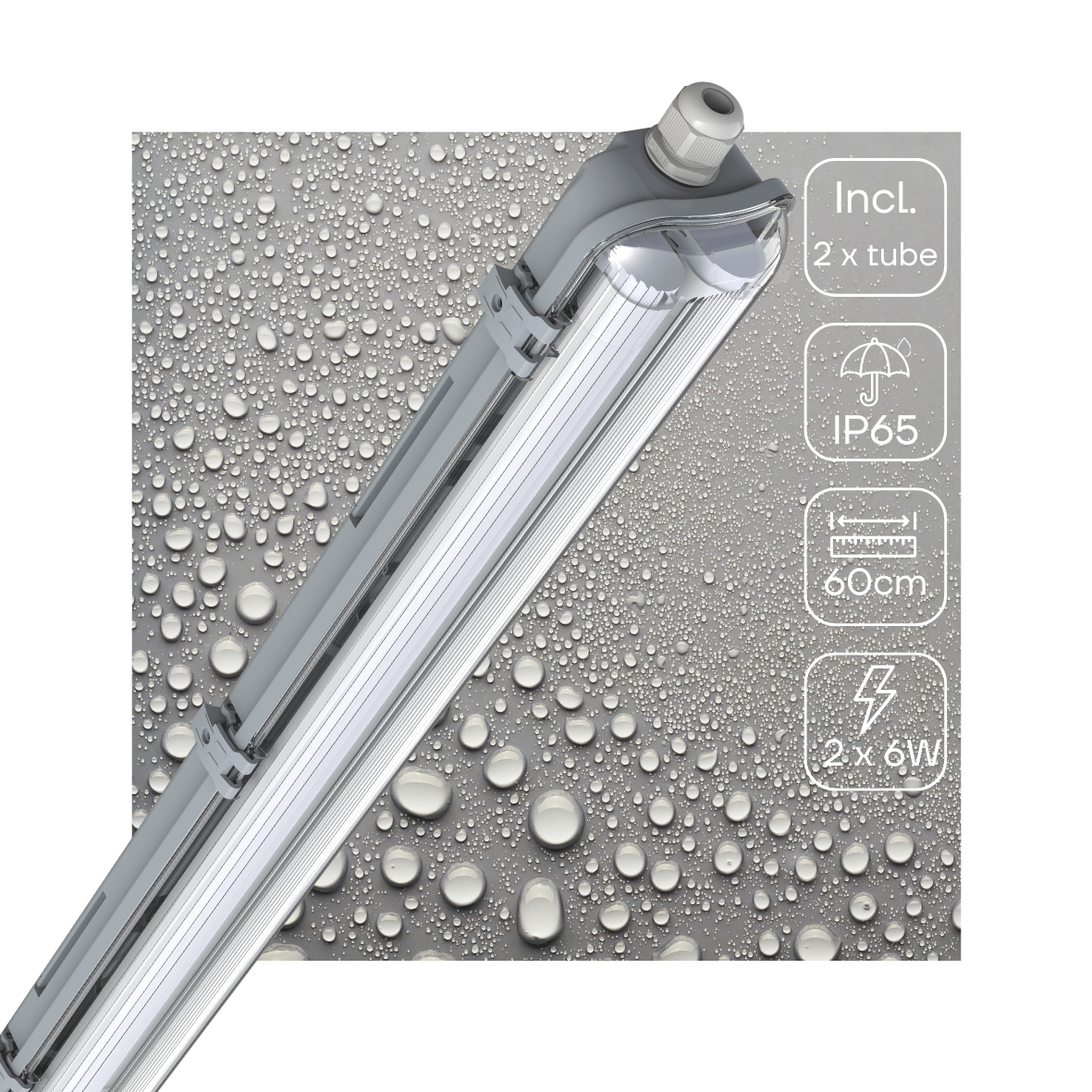 LED's Light Dubbele LED TL lamp 60 cm - compleet met LED buizen - Binnen en buiten - 2200 lm - 2x6W - 4000K - LED.nl