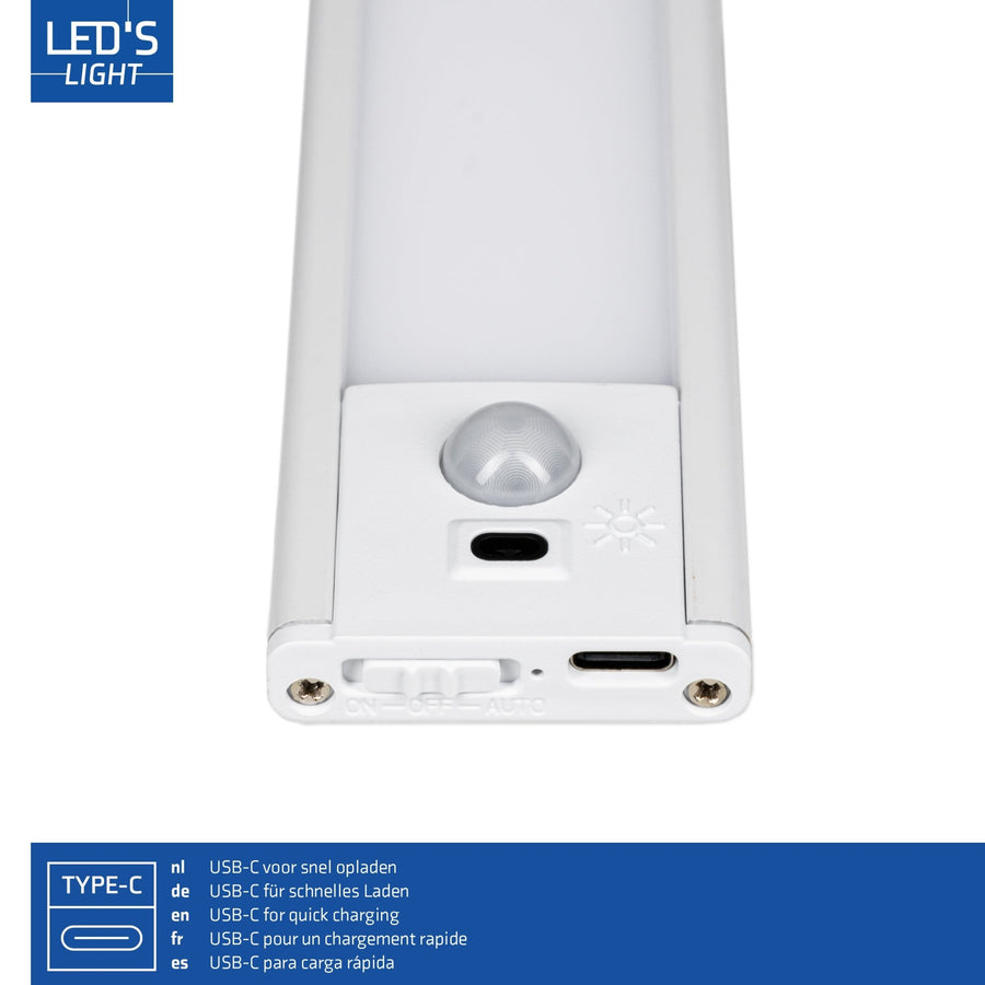 LED's Light Kastverlichting met sensor 40 cm - Oplaadbaar en draadloos - zwaai- en bewegingssensor - wit Kastverlichting LED.nl