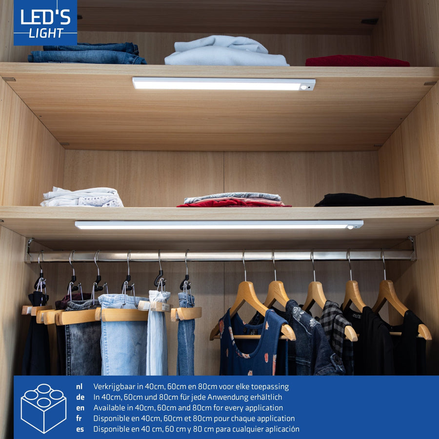LED's Light Kastverlichting met sensor 60 cm - Oplaadbaar en draadloos - zwaai- en bewegingssensor - wit Kastverlichting LED.nl