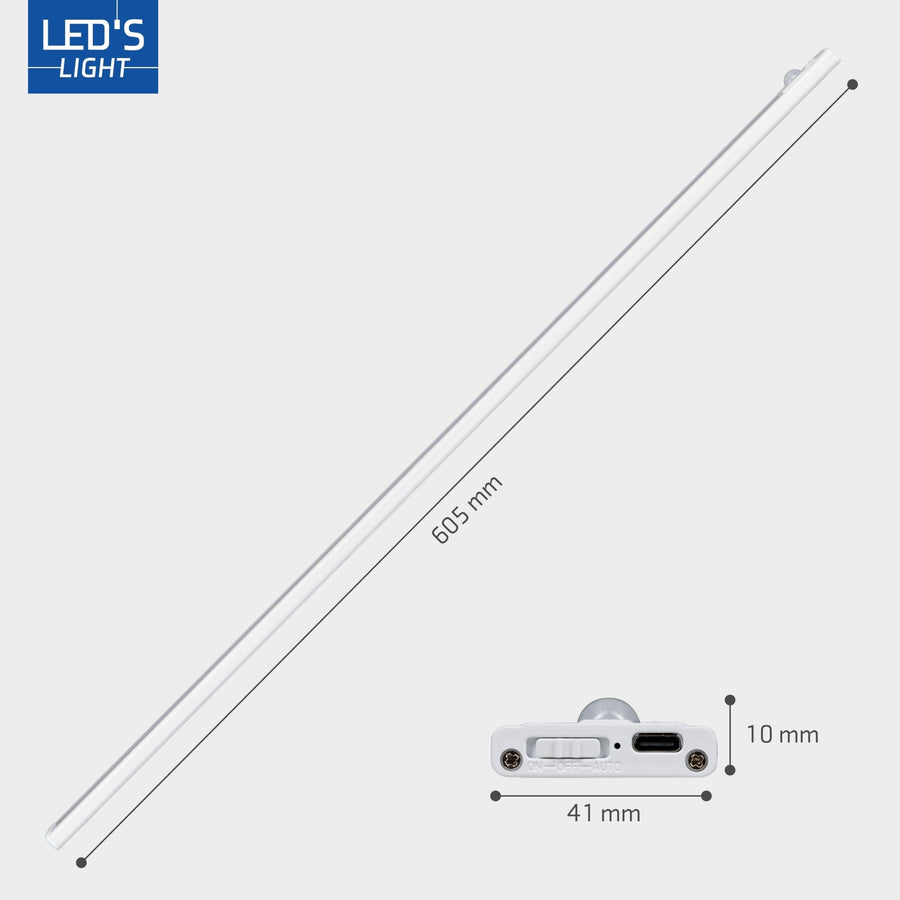 LED's Light Kastverlichting met sensor 60 cm - Oplaadbaar en draadloos - zwaai- en bewegingssensor - wit Kastverlichting LED.nl