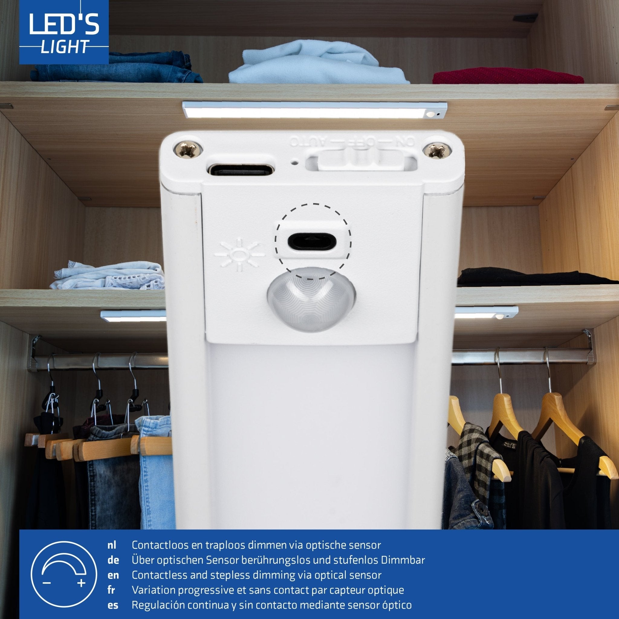 LED's Light Kastverlichting met sensor 60 cm - Oplaadbaar en draadloos - zwaai - en bewegingssensor - wit - LED.nl