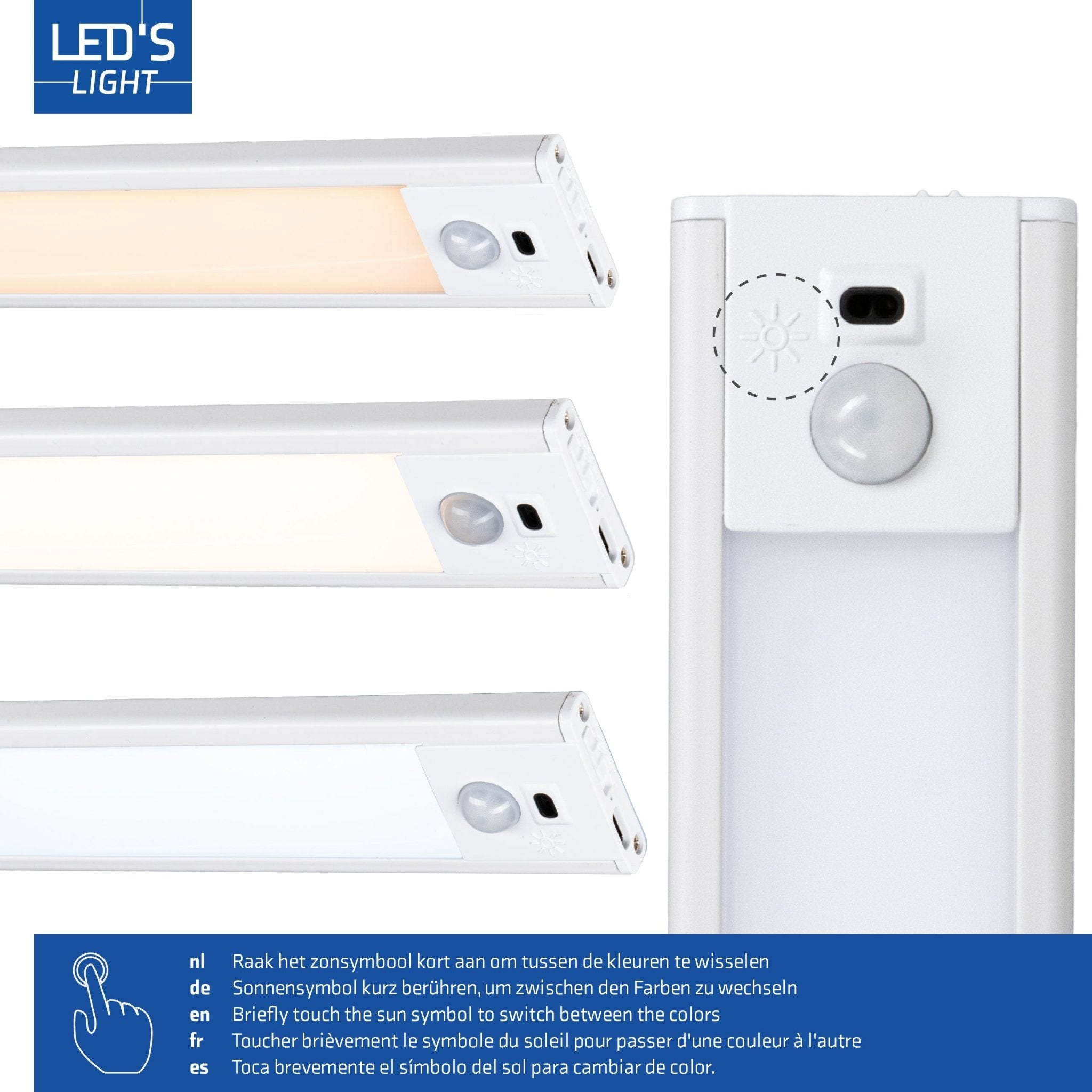 LED's Light Kastverlichting met sensor 60 cm - Oplaadbaar en draadloos - zwaai - en bewegingssensor - wit - LED.nl