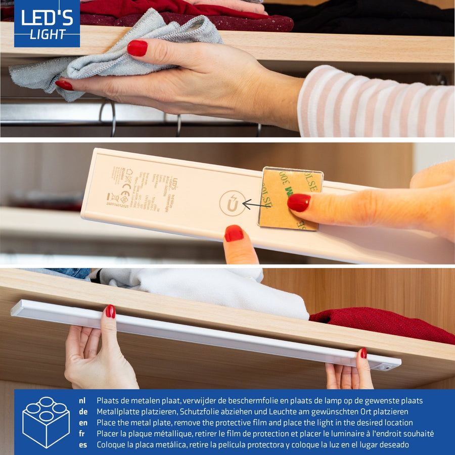 LED's Light Kastverlichting met sensor 80 cm - Oplaadbaar en draadloos - zwaai- en bewegingssensor - wit Kastverlichting LED.nl
