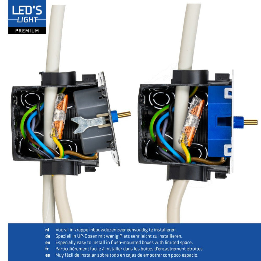LED's Light Led Dimmer Inbouw – Universele Dimmer Geschikt voor Alle Led Verlichting - 250W - Traploos dimmen - Fase-Afsnijding & Fase-Aansnijding LED.nl
