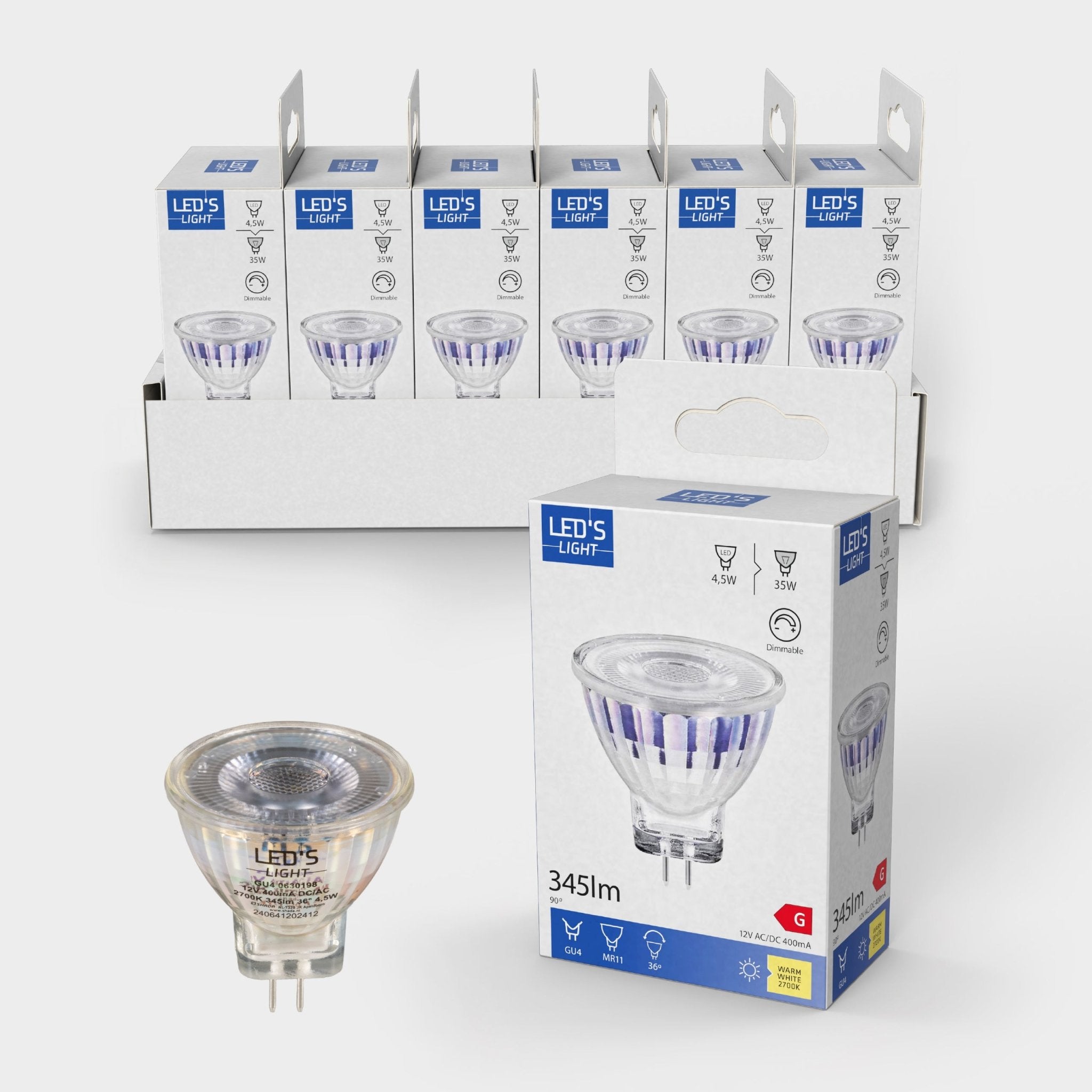 LED's Light LED Lamp met GU4 fitting - 12V - MR11 - Warm wit licht - 4W vervangt 35W - LED.nl