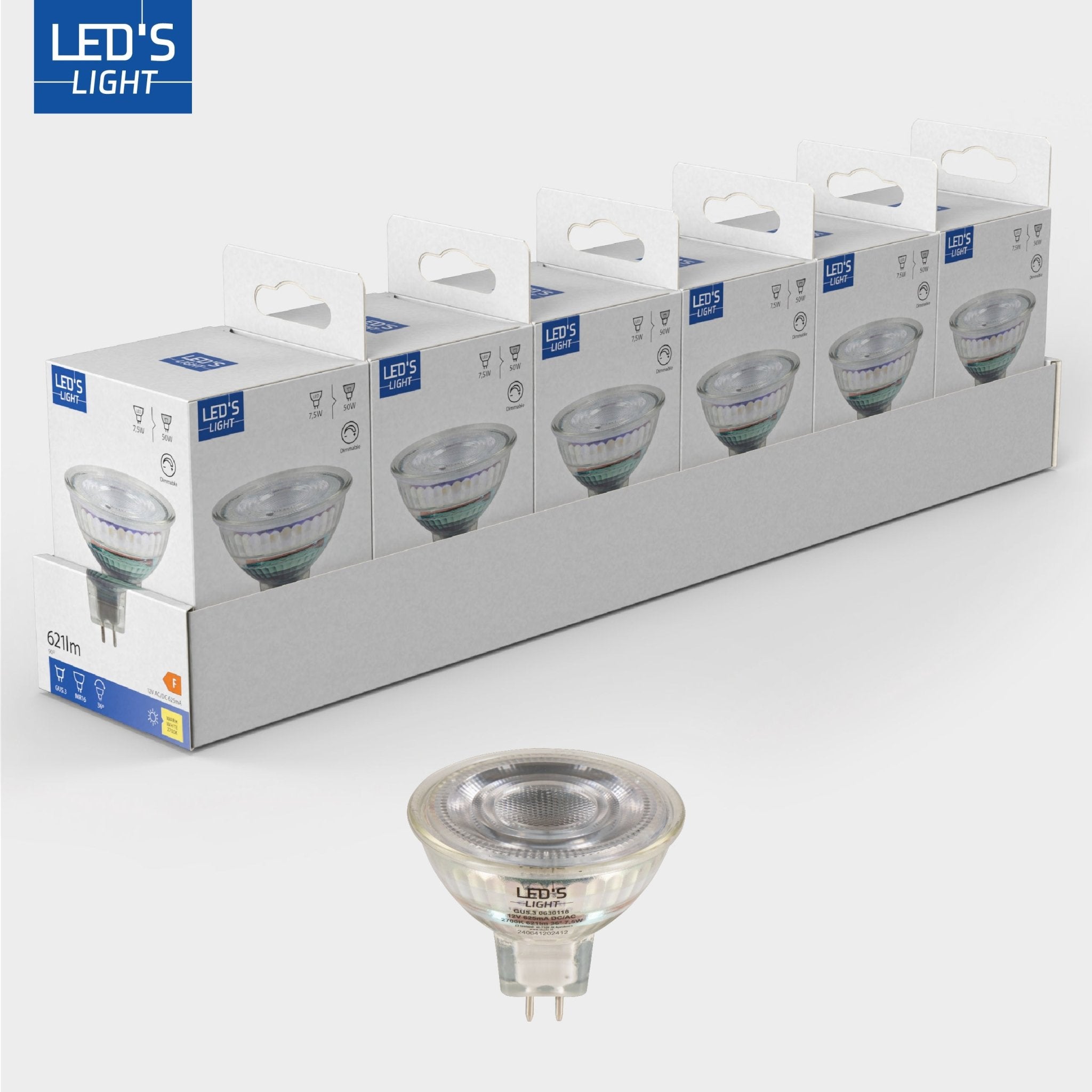 LED's Light LED lamp met GU5.3 fitting - Dimbaar warm wit - 7W vervangt 50W - MR16 - LED.nl