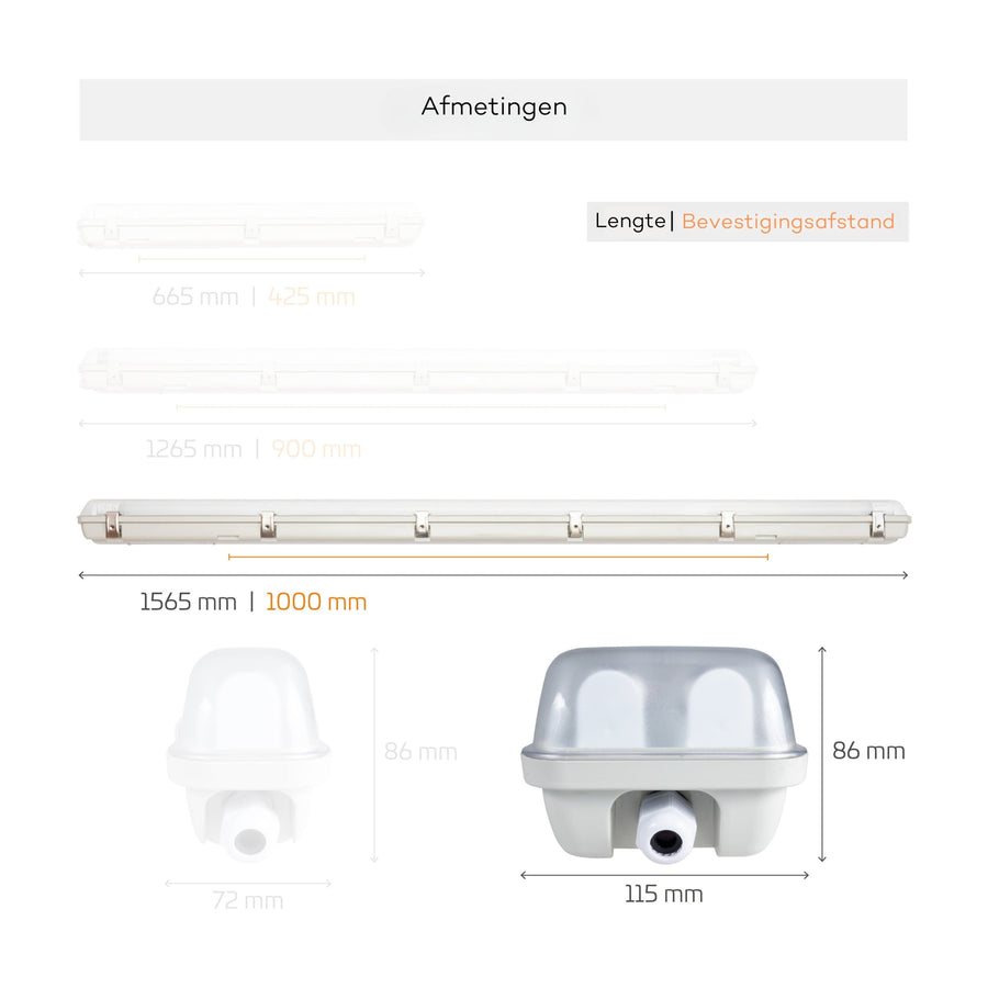 LED-Doppelleuchte mit Leuchtstoffröhren, 150 cm lang – warmweißes Licht (4000 K) – inklusive 2 LED-Leuchtstoffröhren (150 cm) – 4600 lm - LED.de