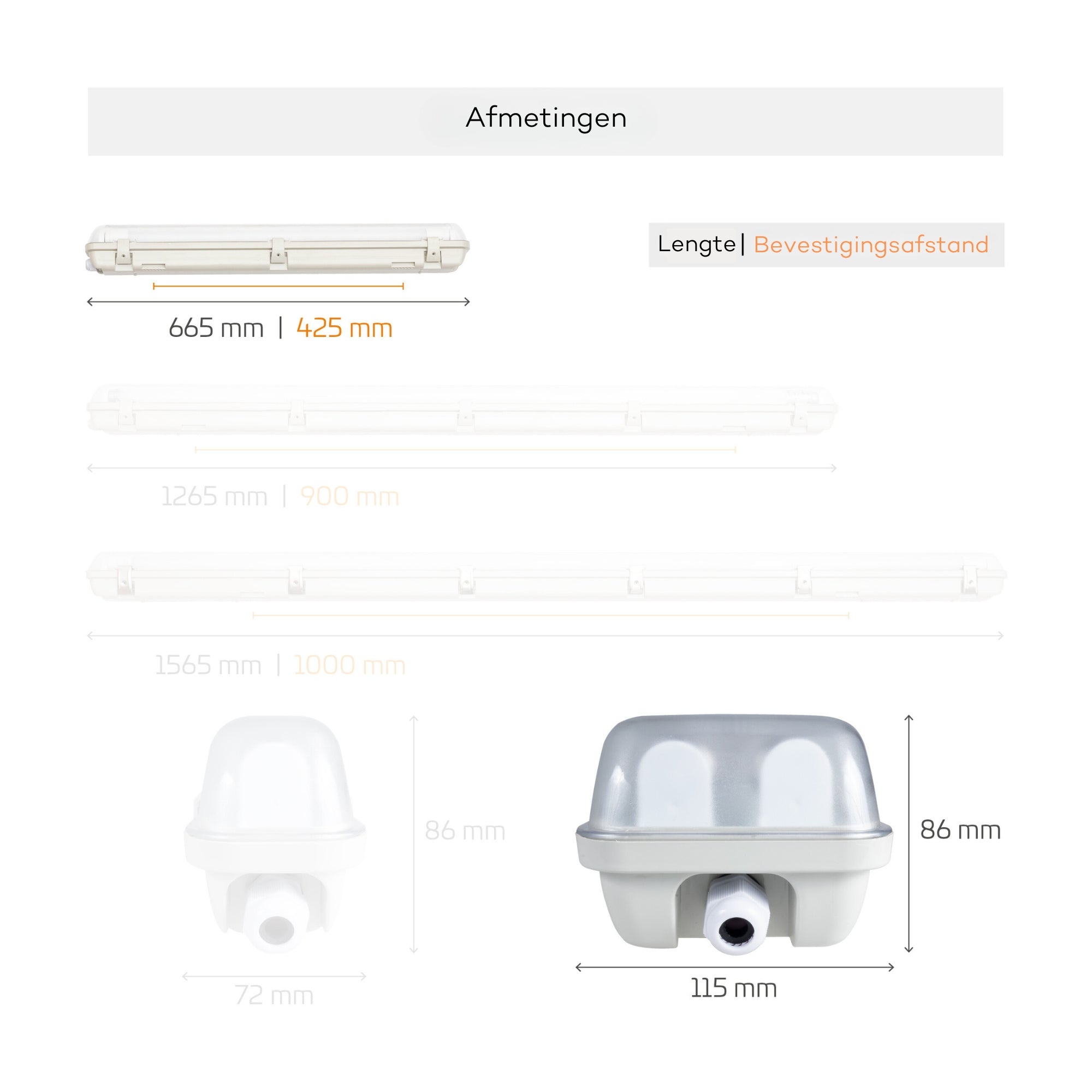 LED's Light LED TL dubbel armatuur 60 cm - Compleet met 2 LED TL buizen 60 cm - 1800 lm - LED.nl