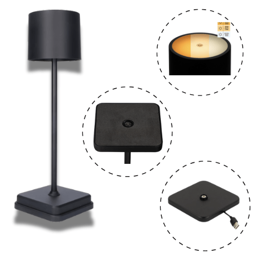 LED's Light Oplaadbare LED Tafellamp - Dimbaar via aanraking - Binnen en buiten - Zwart Tafellampen LED.nl