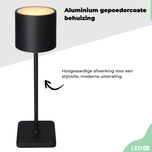 LED's Light Oplaadbare LED Tafellamp - Dimbaar via aanraking - Binnen en buiten - Zwart Tafellampen LED.nl