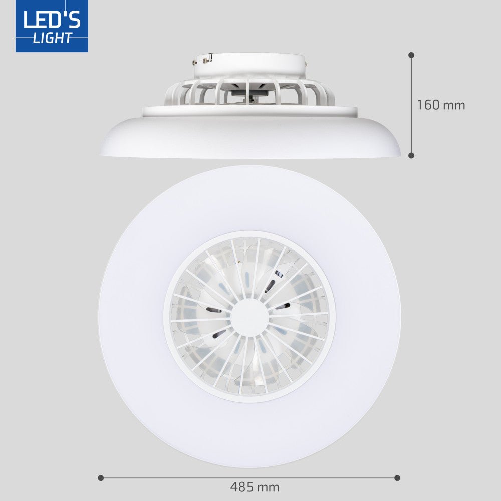 LED's Light Plafondlamp met ventilator RGB - 39W 3300lm 2700K/6500K/RGB - Ø485mm IP20 - Dimbaar Plafondventilatoren LED.nl
