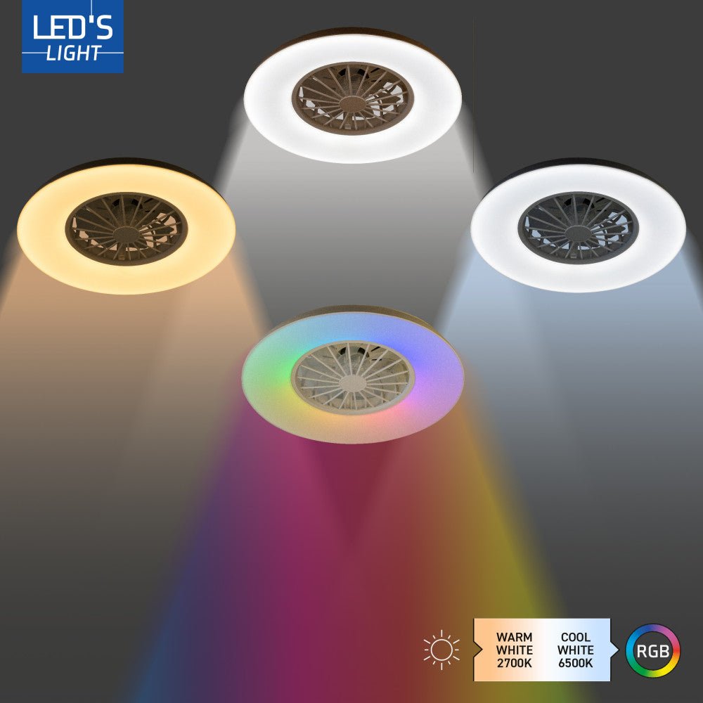 LED's Light Plafondlamp met ventilator RGB - 39W 3300lm 2700K/6500K/RGB - Ø485mm IP20 - Dimbaar Plafondventilatoren LED.nl