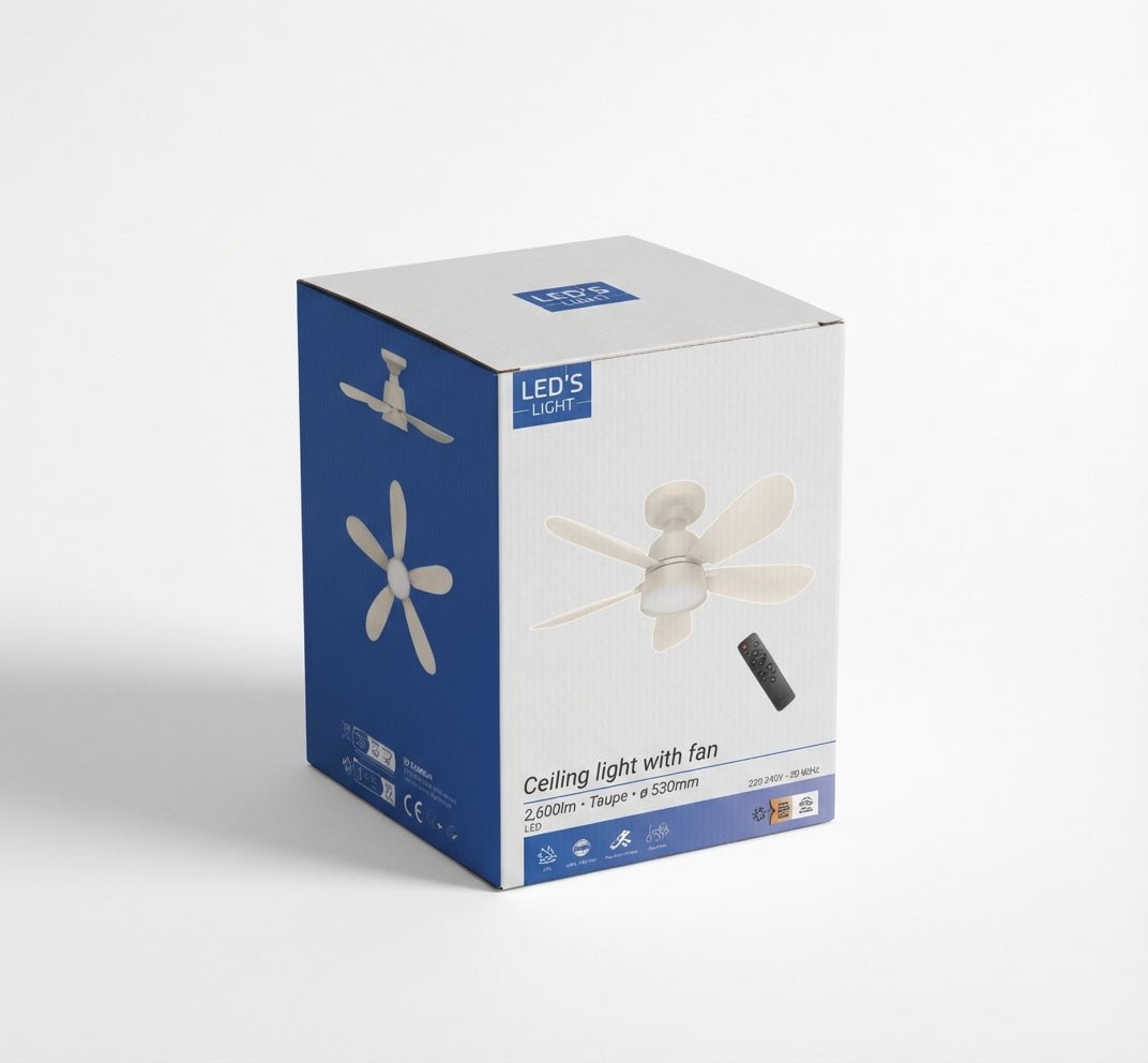 LED's Light Plafondventilator met lamp Taupe 25W 2600lm 2200K/6500K Plafondventilatoren LED.nl