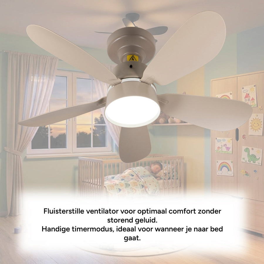 LED's Light Plafondventilator met lamp Taupe 25W 2600lm 2200K/6500K - 53cm Plafondventilatoren LED.nl