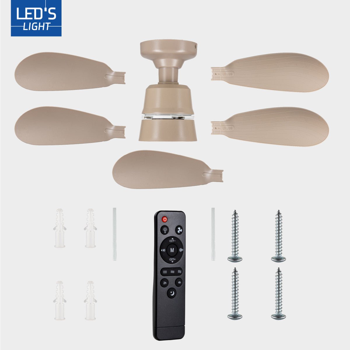 LED's Light Plafondventilator met lamp Taupe 25W 2600lm 2200K/6500K Plafondventilatoren LED.nl