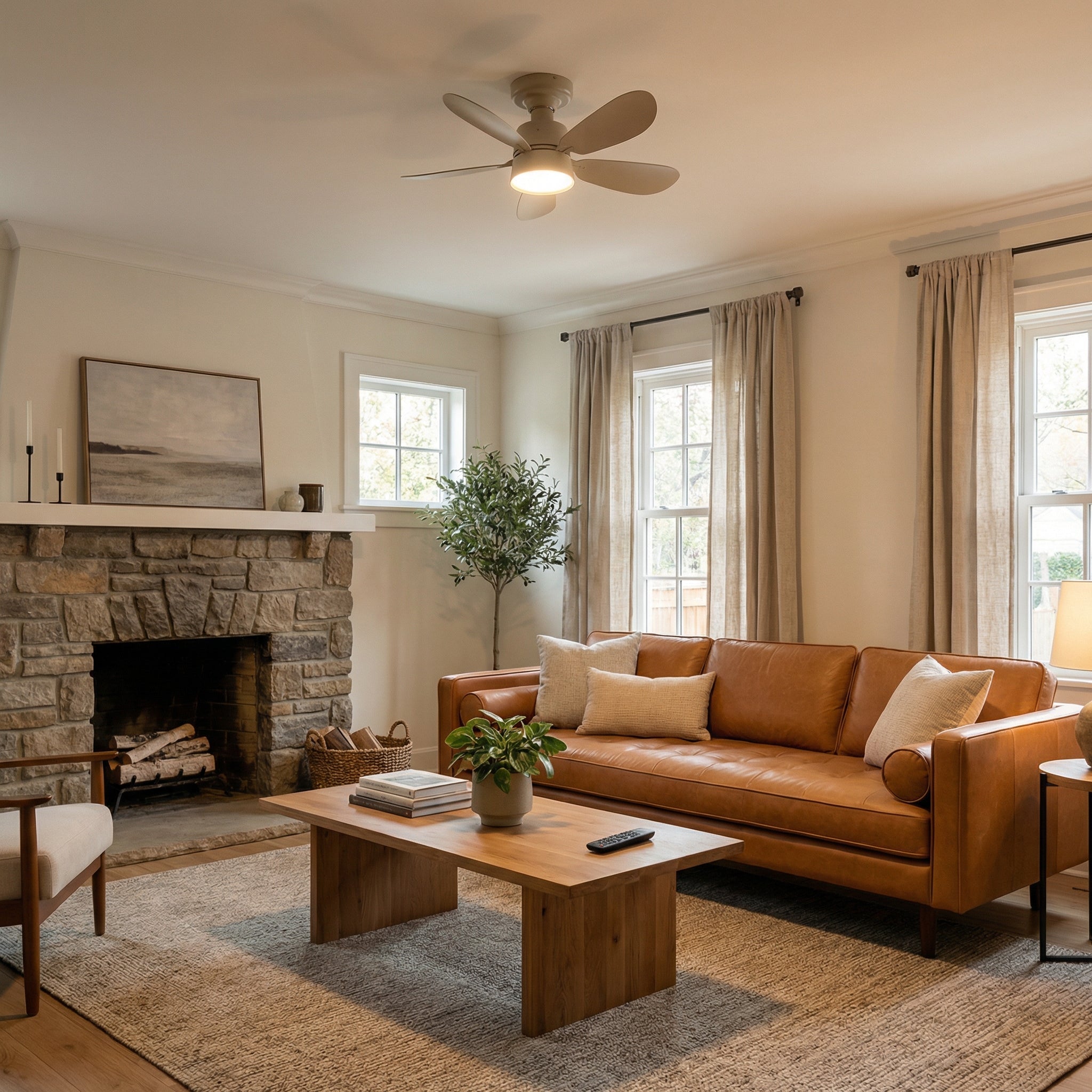 LED's Light Plafondventilator met lamp Taupe 25W 2600lm 2200K/6500K Plafondventilatoren LED.nl