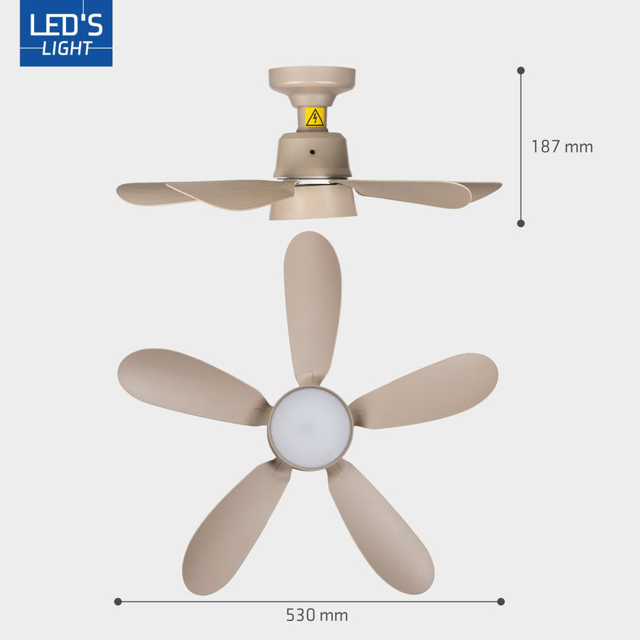 LED's Light Plafondventilator met lamp Taupe 25W 2600lm 2200K/6500K - 53cm Plafondventilatoren LED.nl