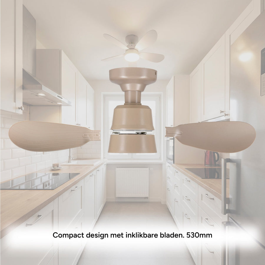 LED's Light Plafondventilator met lamp Taupe 25W 2600lm 2200K/6500K - 53cm Plafondventilatoren LED.nl