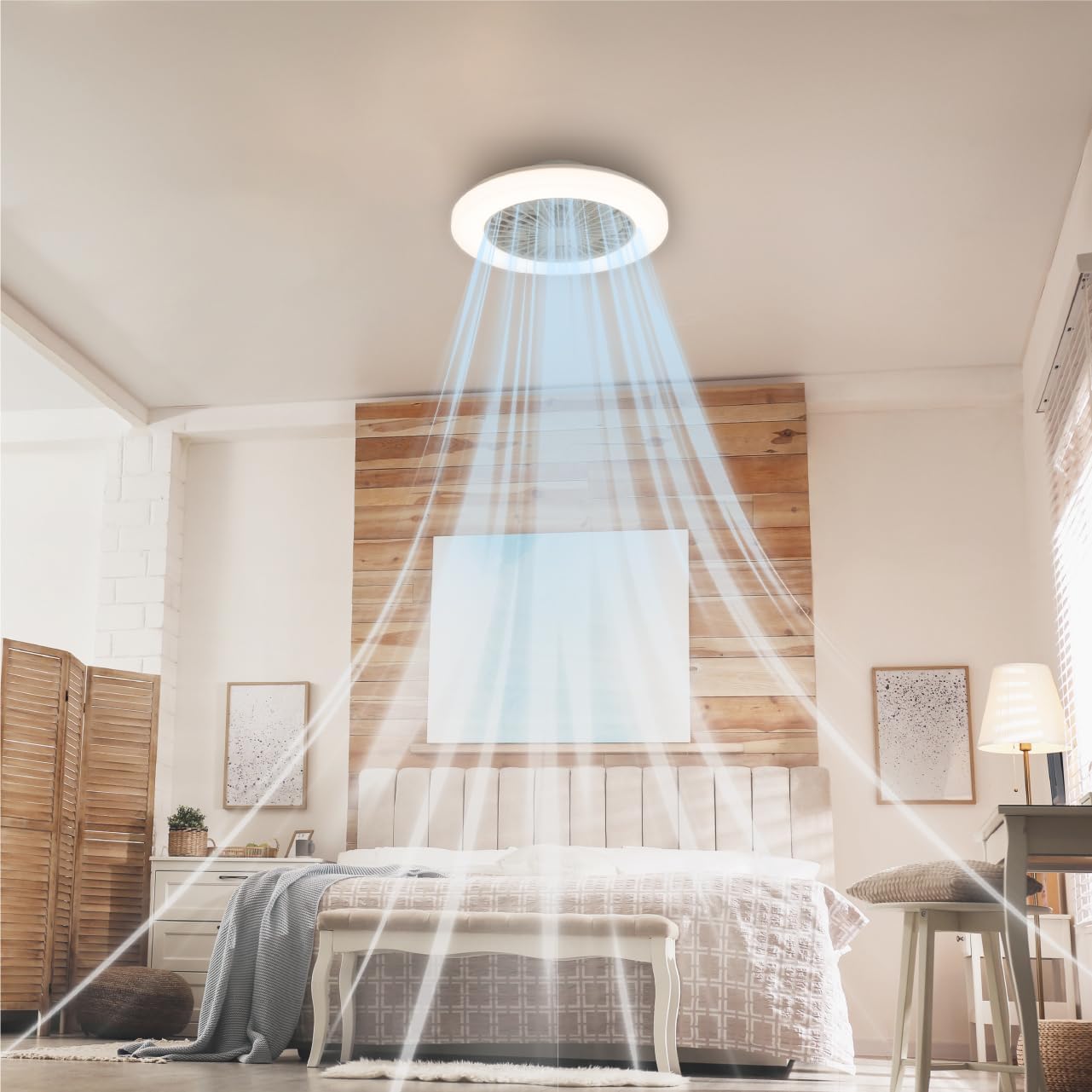 LED’s Light plafondventilator met verlichting 48 cm – Ventilatiesnelheid en bediening met afstandsbediening - Wit - LED.nl