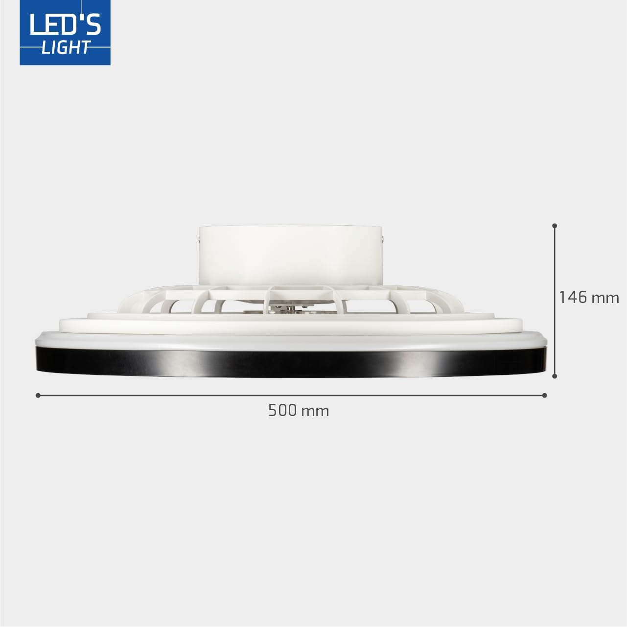LED’s Light plafondventilator met verlichting 48 cm – Ventilatiesnelheid en bediening met afstandsbediening - Zwart - LED.nl