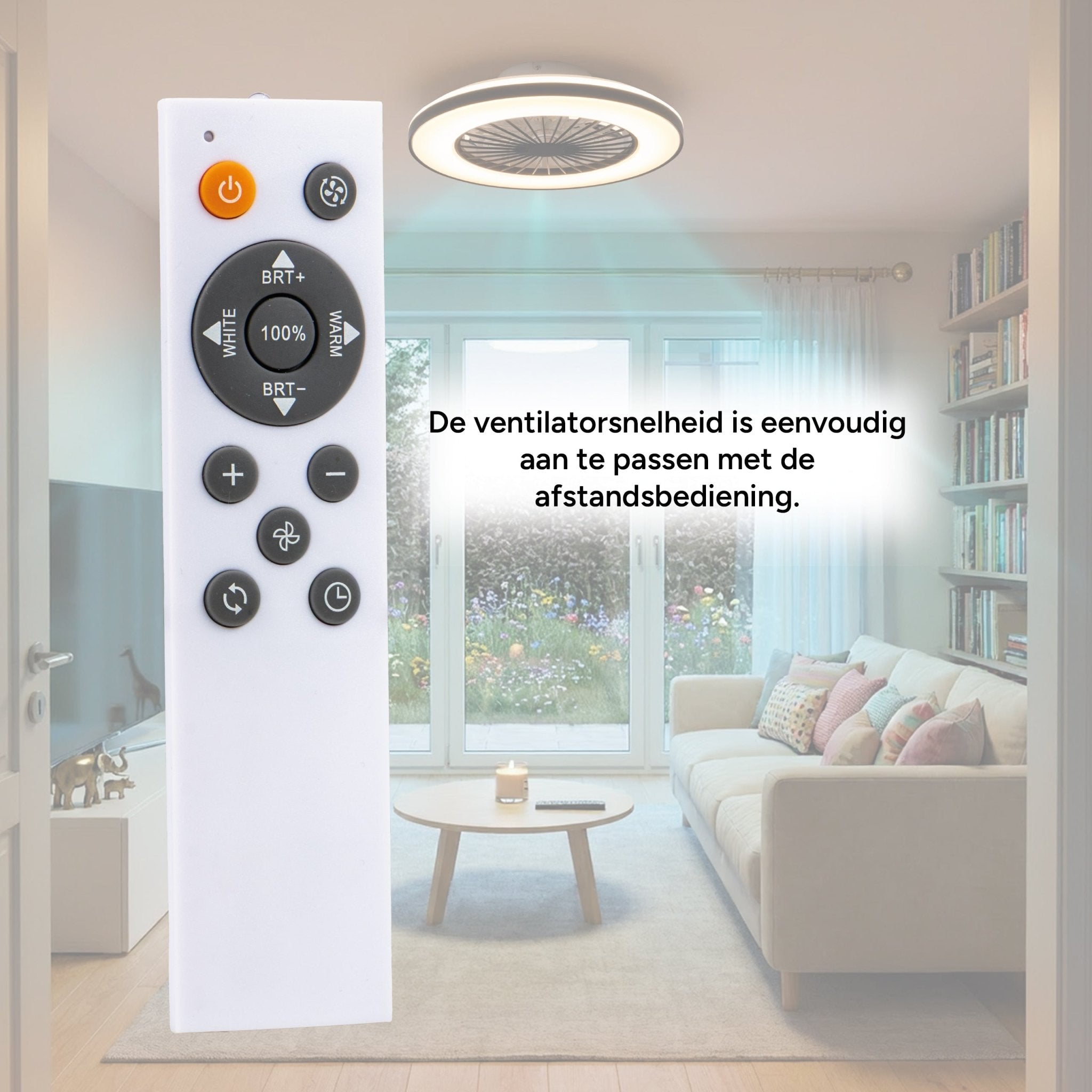 LED’s Light plafondventilator met verlichting 48 cm – Ventilatiesnelheid en bediening met afstandsbediening - Zwart Plafondventilatoren LED.nl