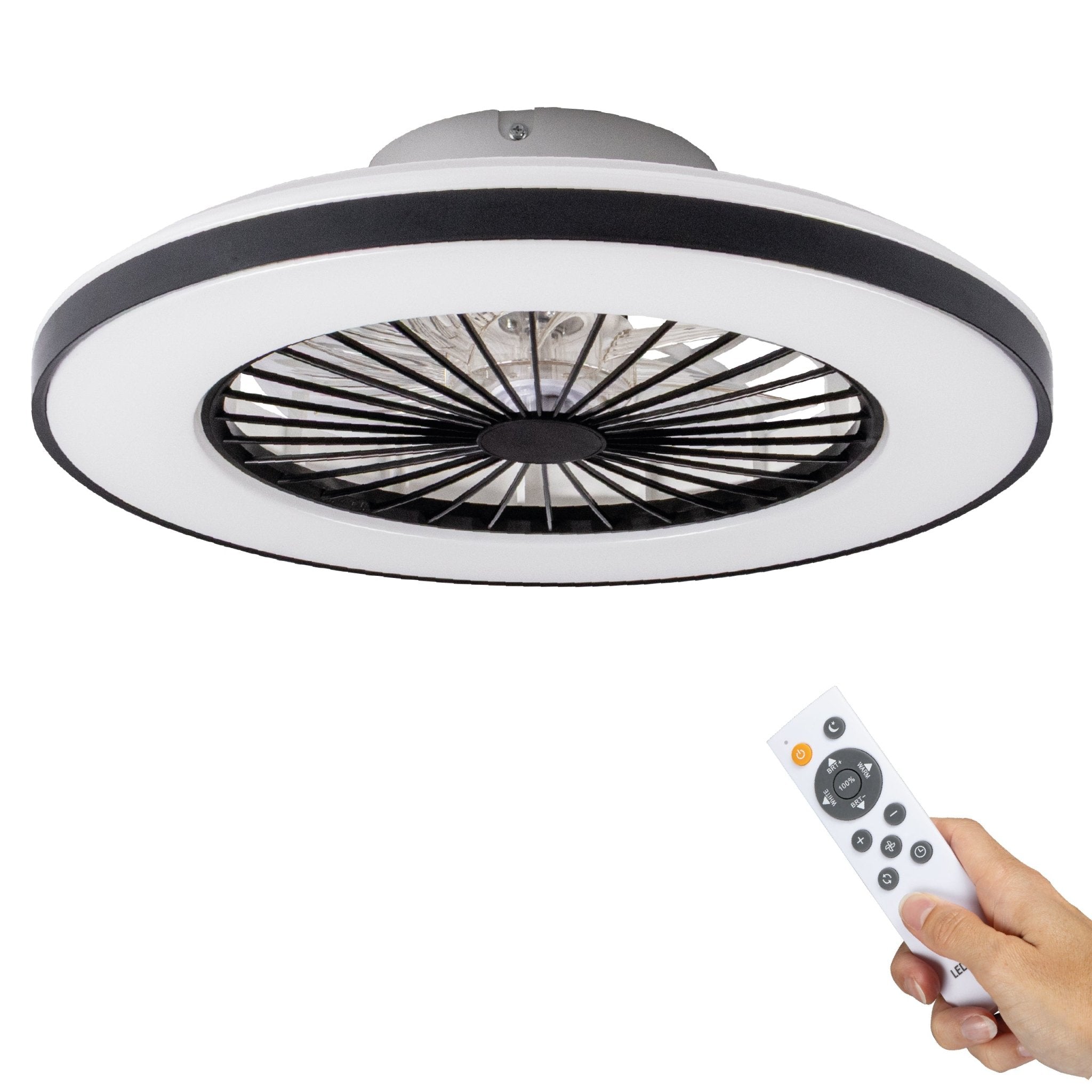 LED’s Light plafondventilator met verlichting 48 cm – Ventilatiesnelheid en bediening met afstandsbediening - Zwart Plafondventilatoren LED.nl