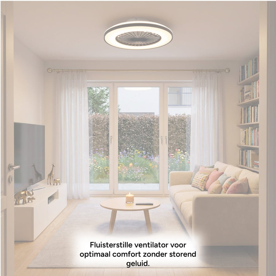 LED’s Light plafondventilator met verlichting 48 cm – Ventilatiesnelheid en bediening met afstandsbediening - Zwart Plafondventilatoren LED.nl