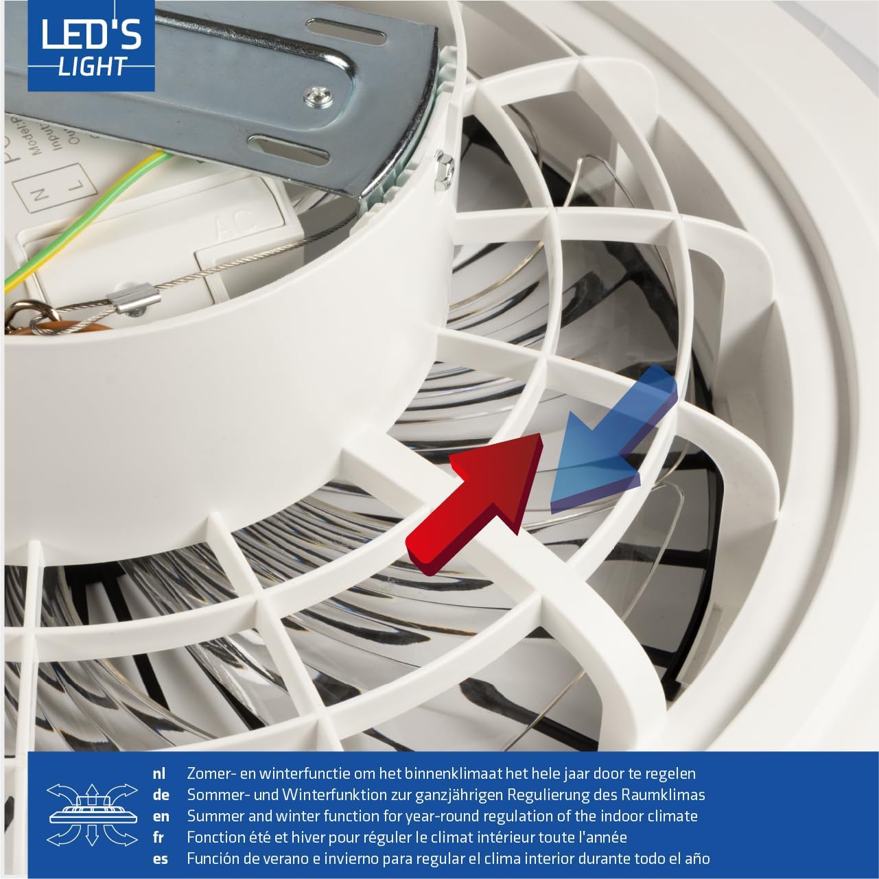 LED’s Light plafondventilator met verlichting 48 cm – Ventilatiesnelheid en bediening met afstandsbediening - Zwart - LED.nl