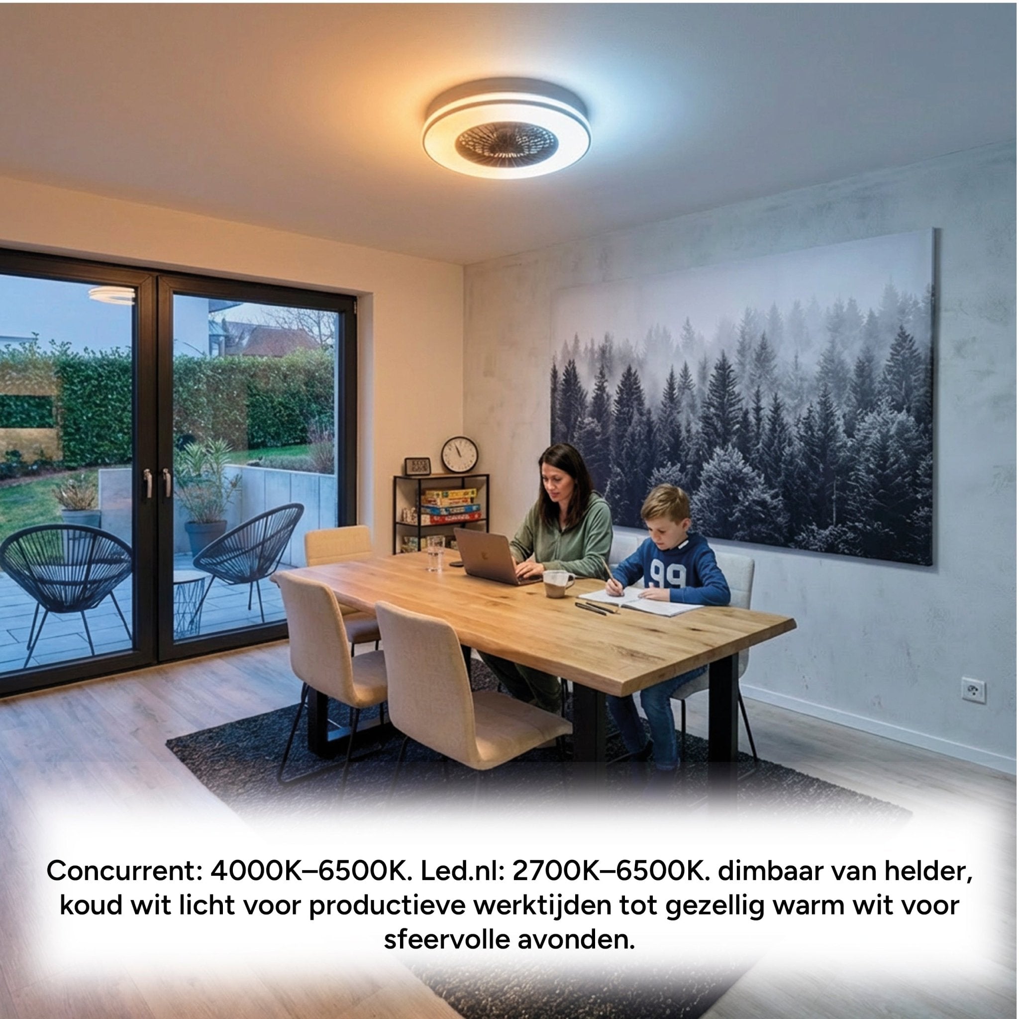 LED's Light Plafondventilator met verlichting zwart - 48,5 cm Plafondventilatoren LED.nl