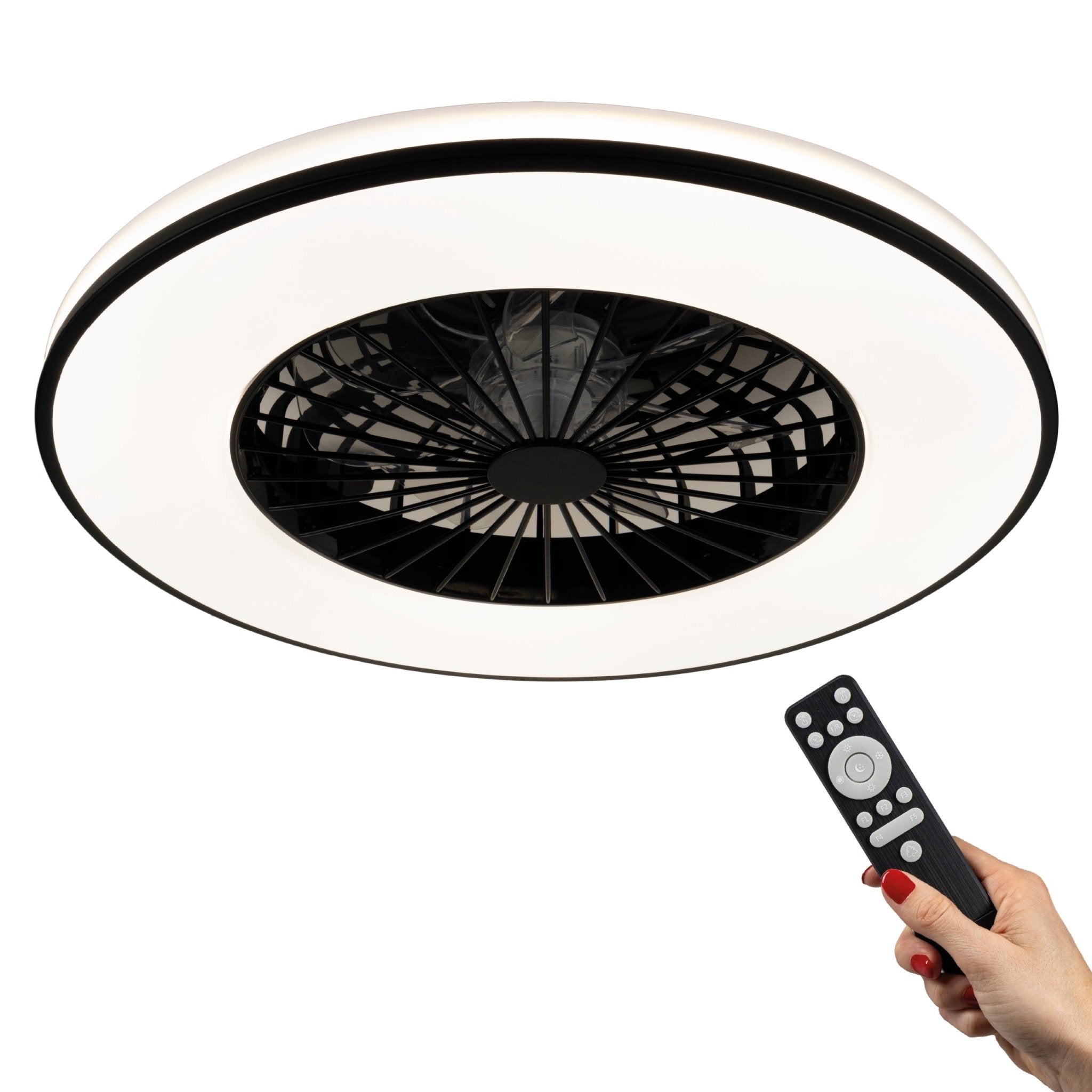 LED's Light Plafondventilator met verlichting zwart - 48,5 cm Plafondventilatoren LED.nl