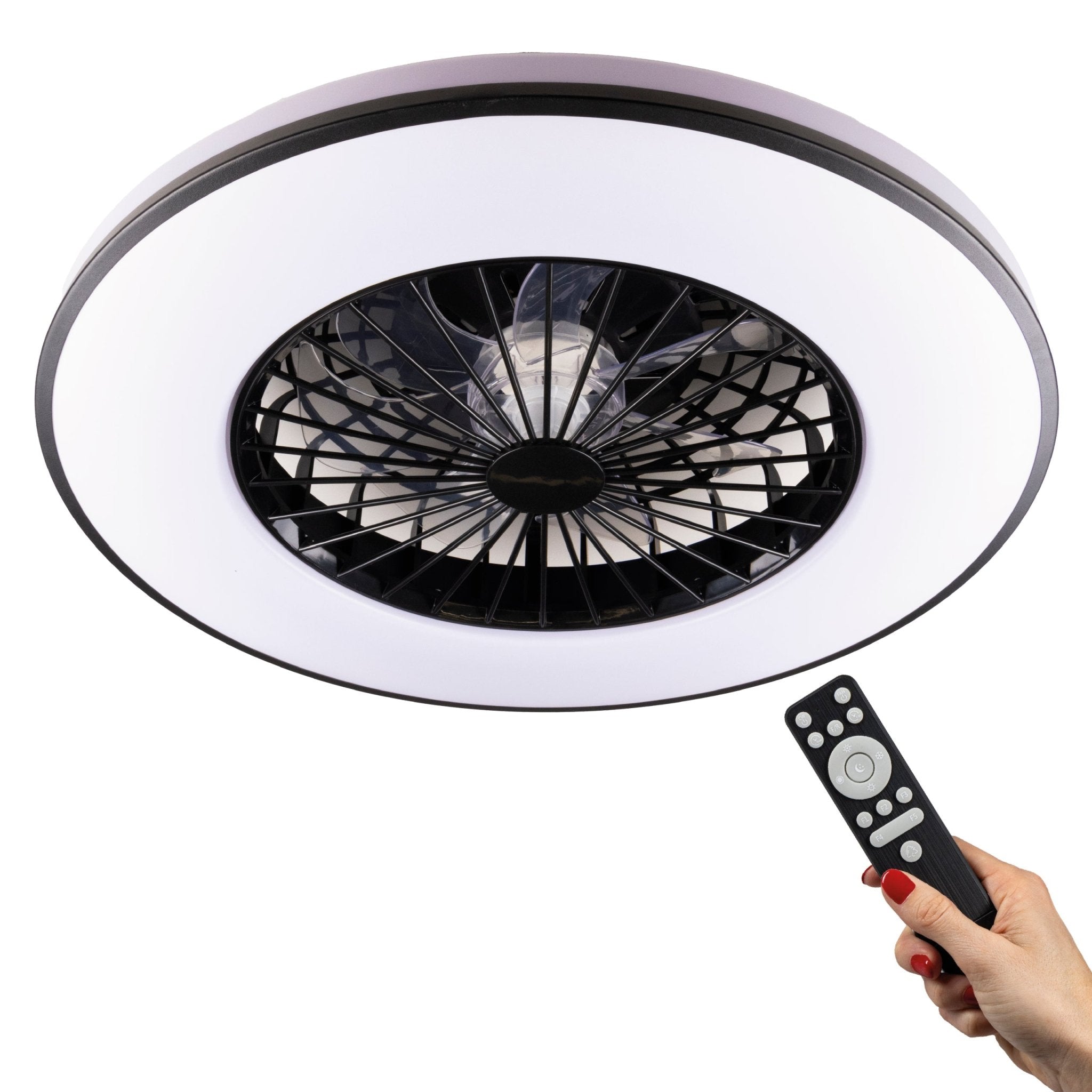 LED's Light Plafondventilator met verlichting zwart - 48,5 cm Plafondventilatoren LED.nl