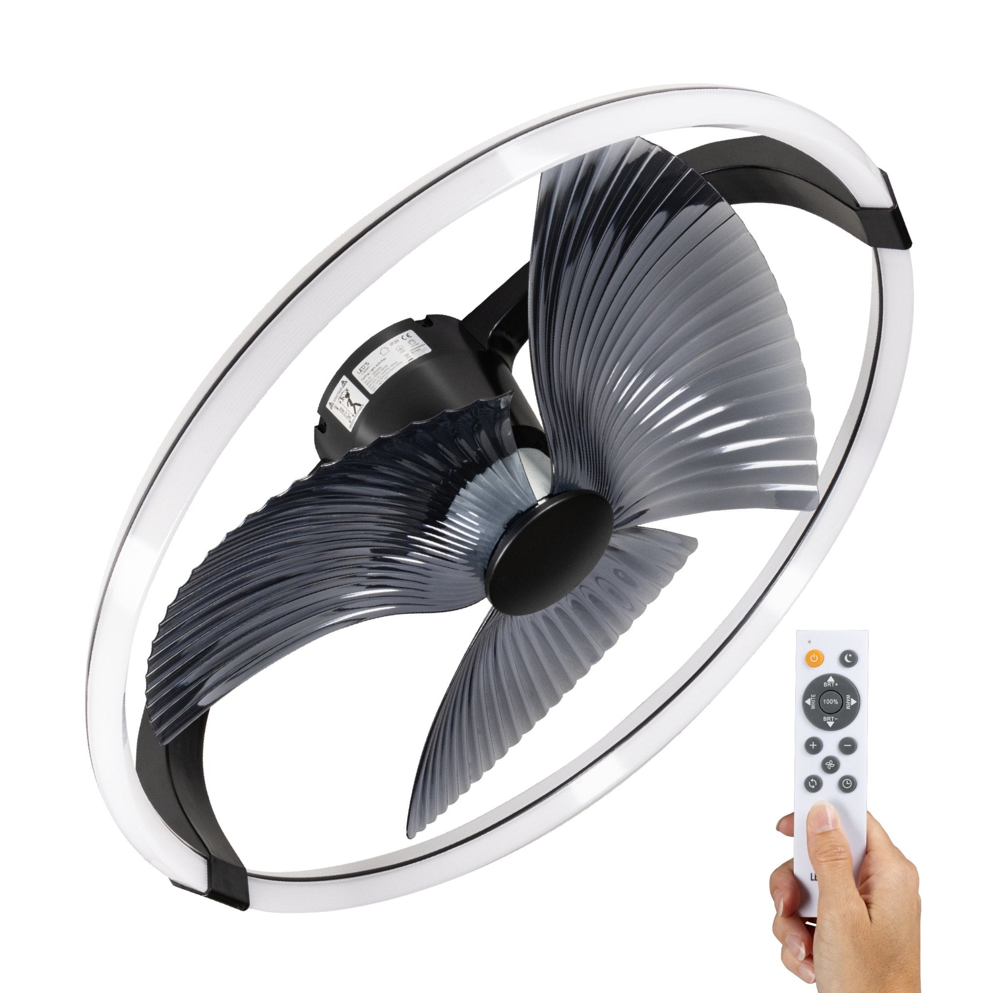 LED's Light Plafondventilator XL 74 cm - Bedienbaar met afstandsbediening - Zwart - LED.nl