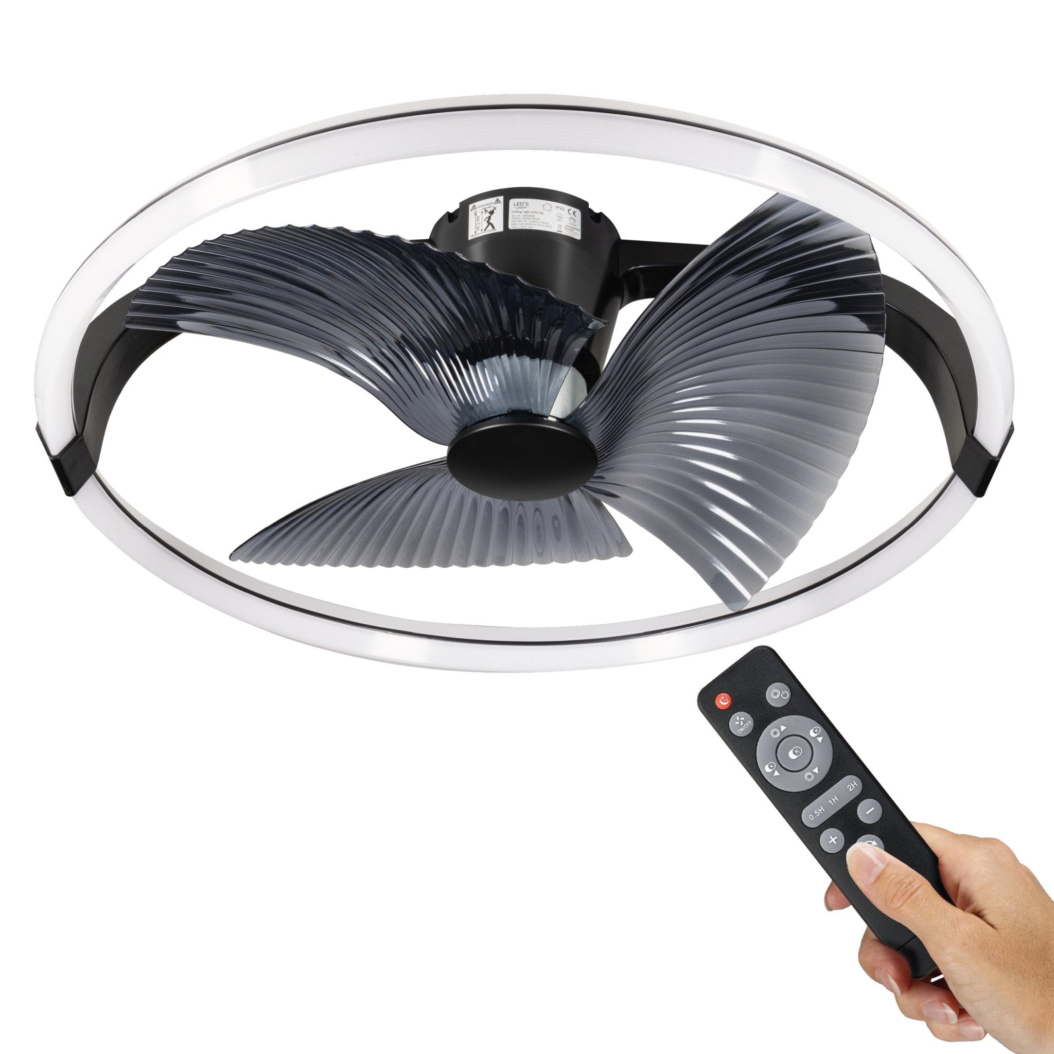 LED's Light Plafondventilator XL 74 cm - Bedienbaar met afstandsbediening - Zwart Plafondventilatoren LED.nl