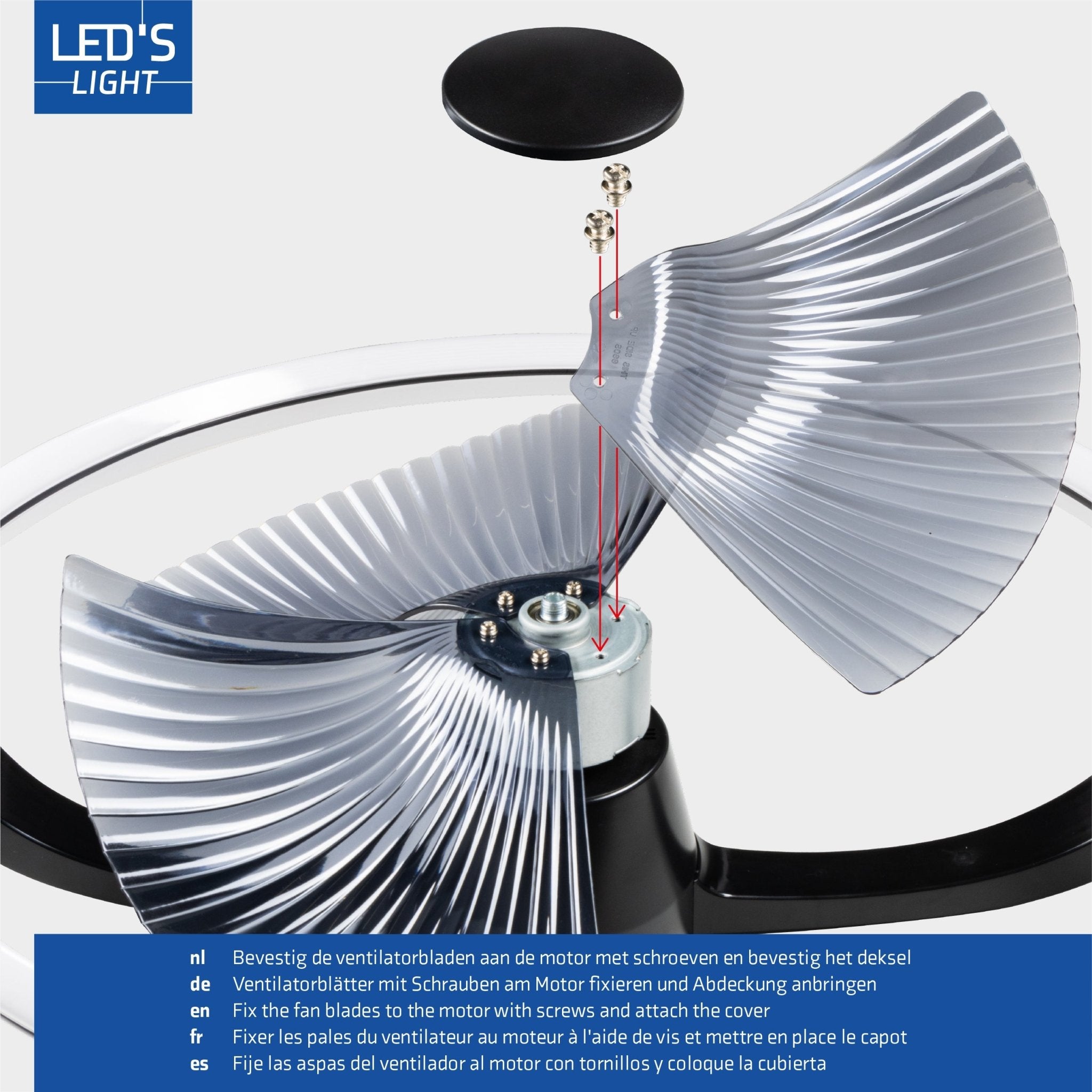 LED's Light Plafondventilator XL 74 cm - Bedienbaar met afstandsbediening - Zwart - LED.nl