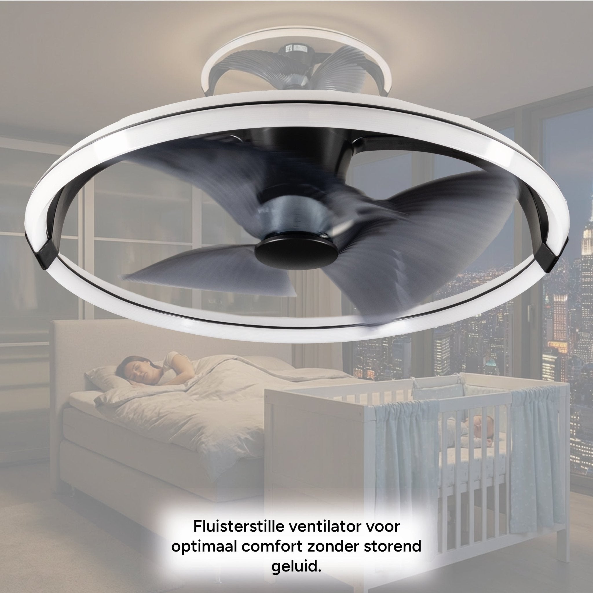 LED's Light Plafondventilator XL 74 cm - Bedienbaar met afstandsbediening - Zwart Plafondventilatoren LED.nl