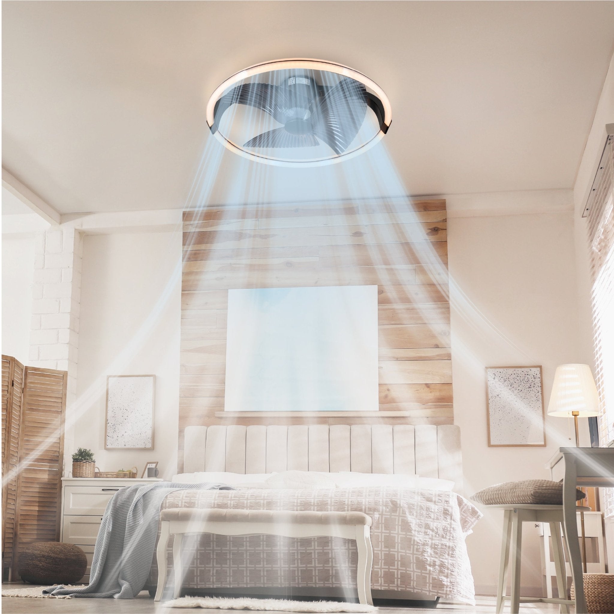 LED's Light Plafondventilator XL 74 cm - Bedienbaar met afstandsbediening - Zwart - LED.nl